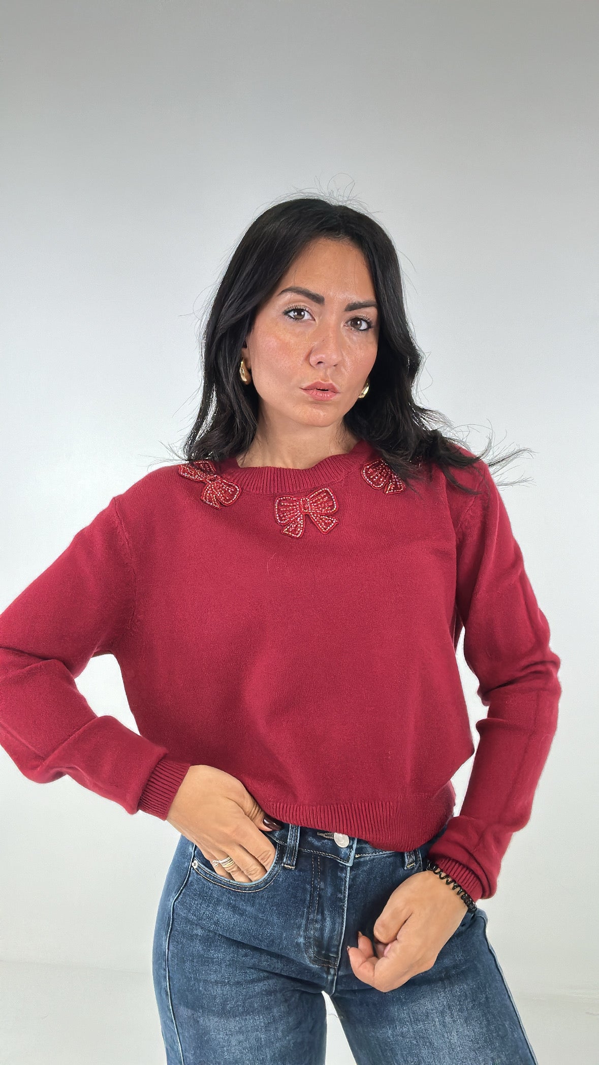Pull FIOCCHETTI IN PERLINE - BORDEAUX