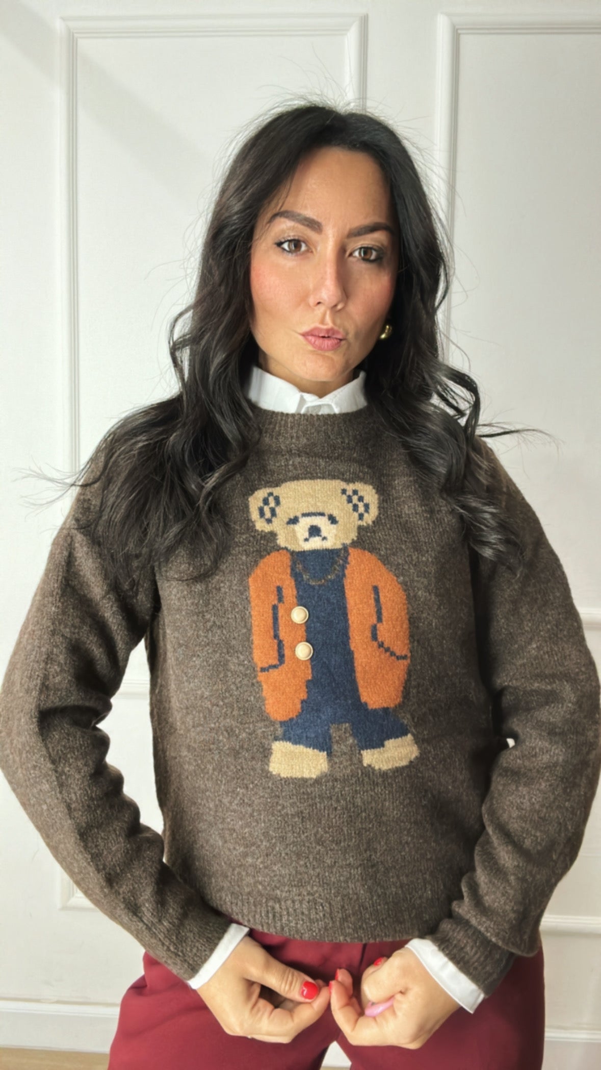 Pull ORSO BOTTONI - MARRONE