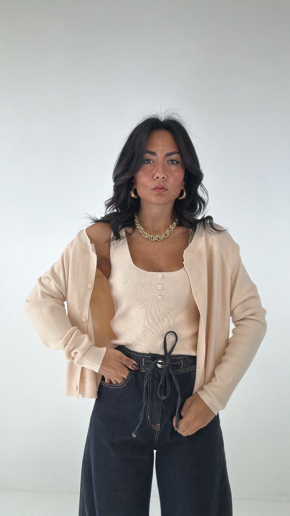 Cardigan E TOP - BEIGE