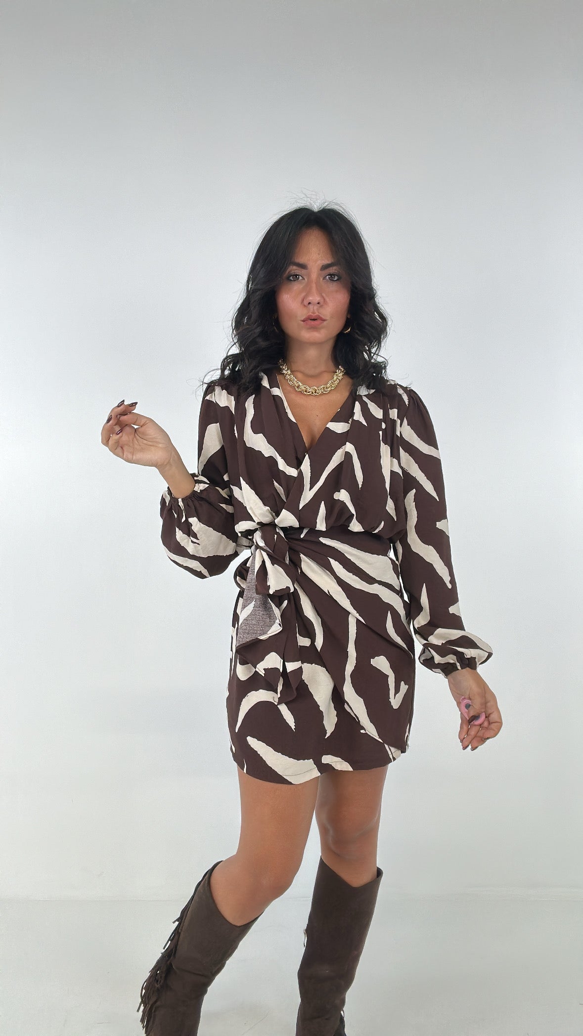 Vestito PORTAFOGLIO MACCHIA - MARRONE