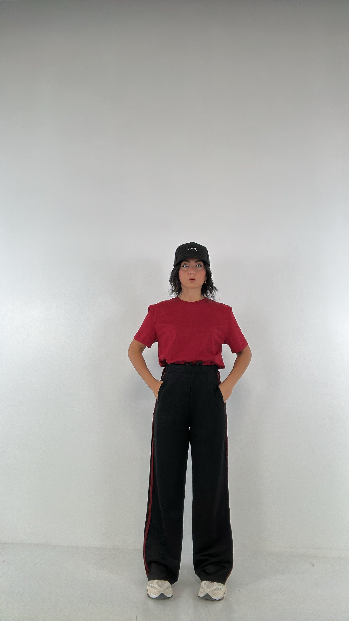 Pantalone TUTA CON RIGA VELLUTO - NERO