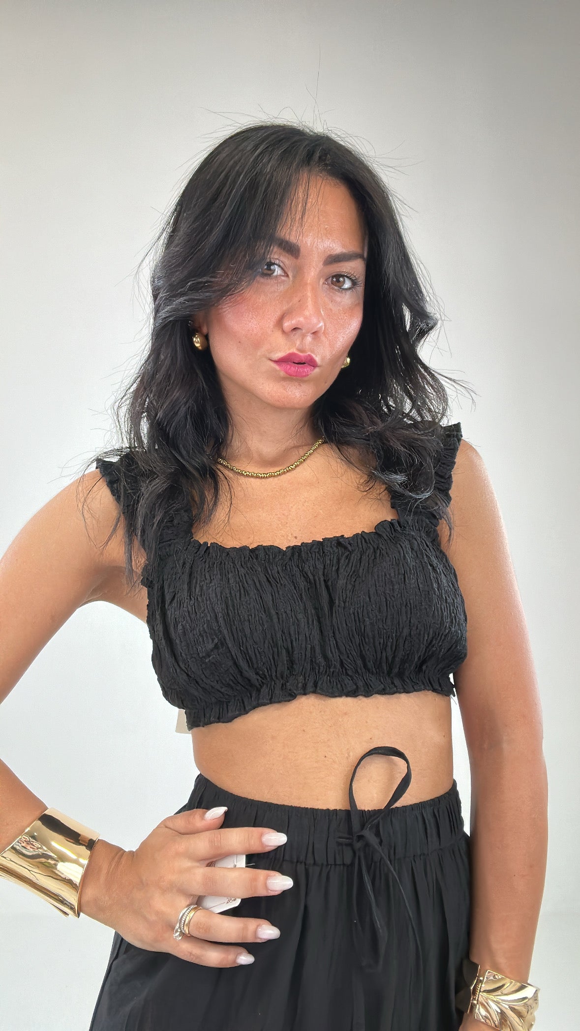 Top ARRICCIATO - NERO