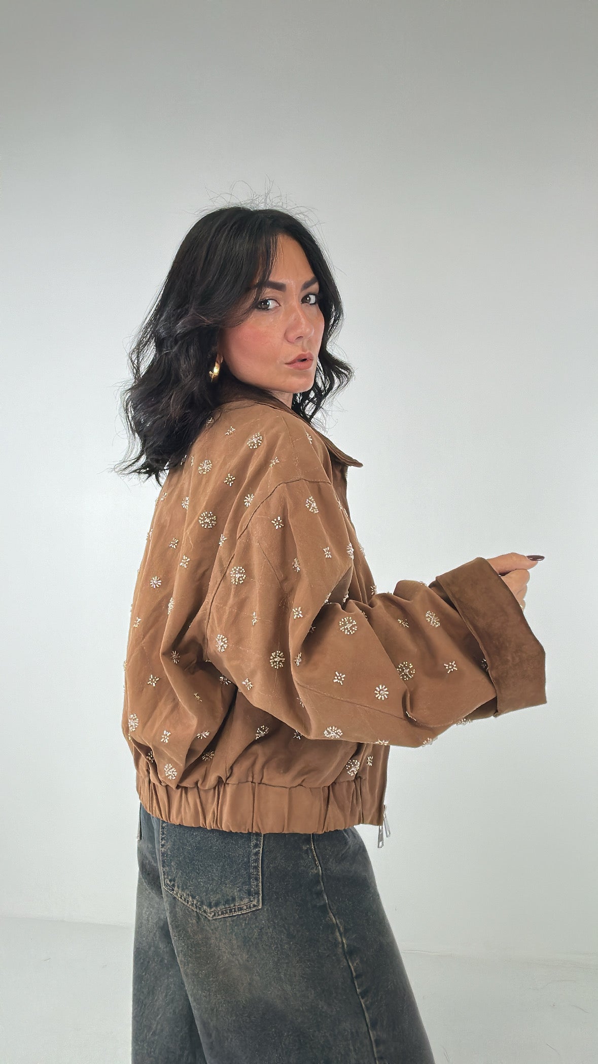 Giubbino FIORE PERLINE - CAMMELLO