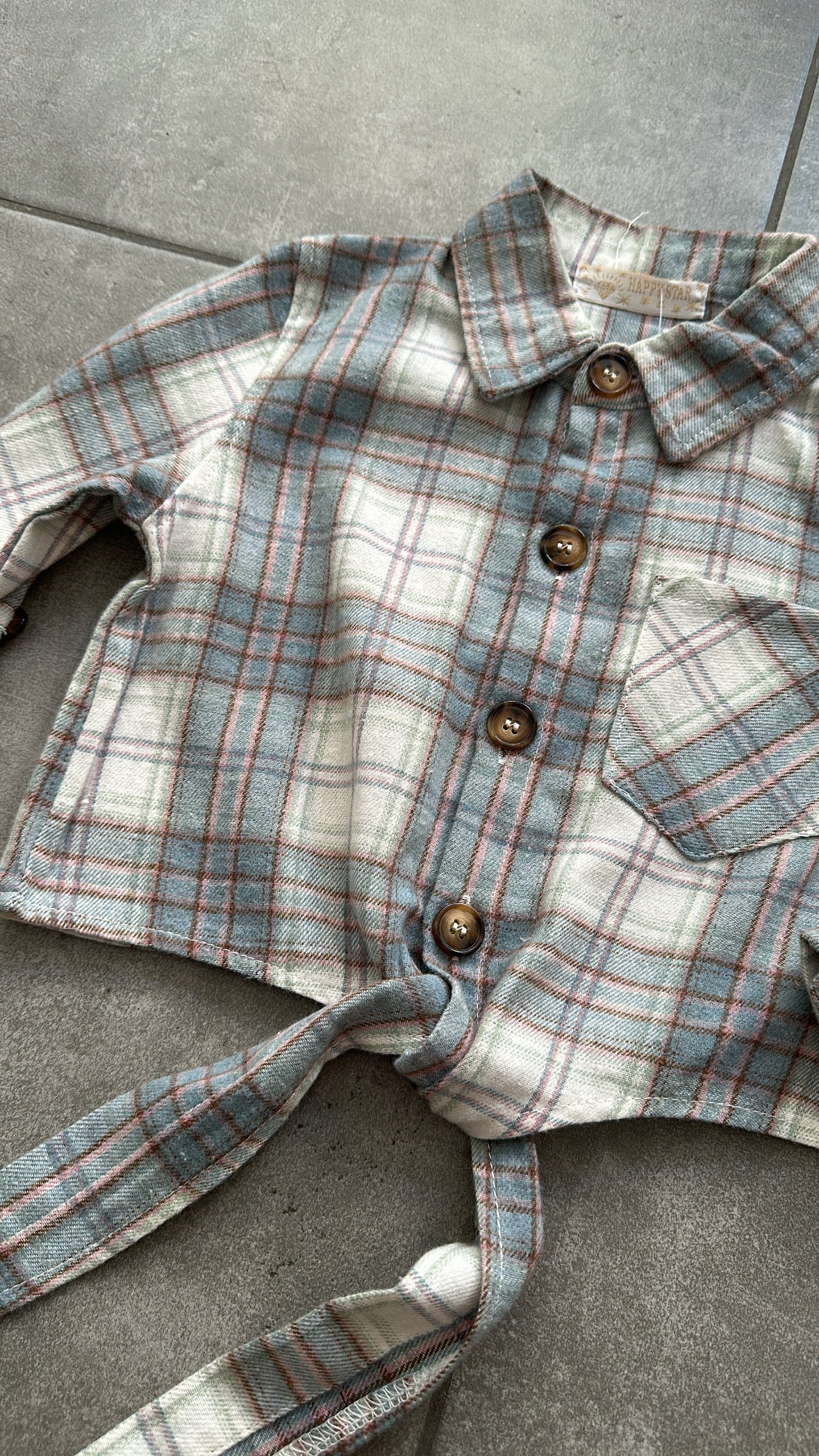Camicia QUADRI HAPPY 4-14A - CELESTE POLVERE