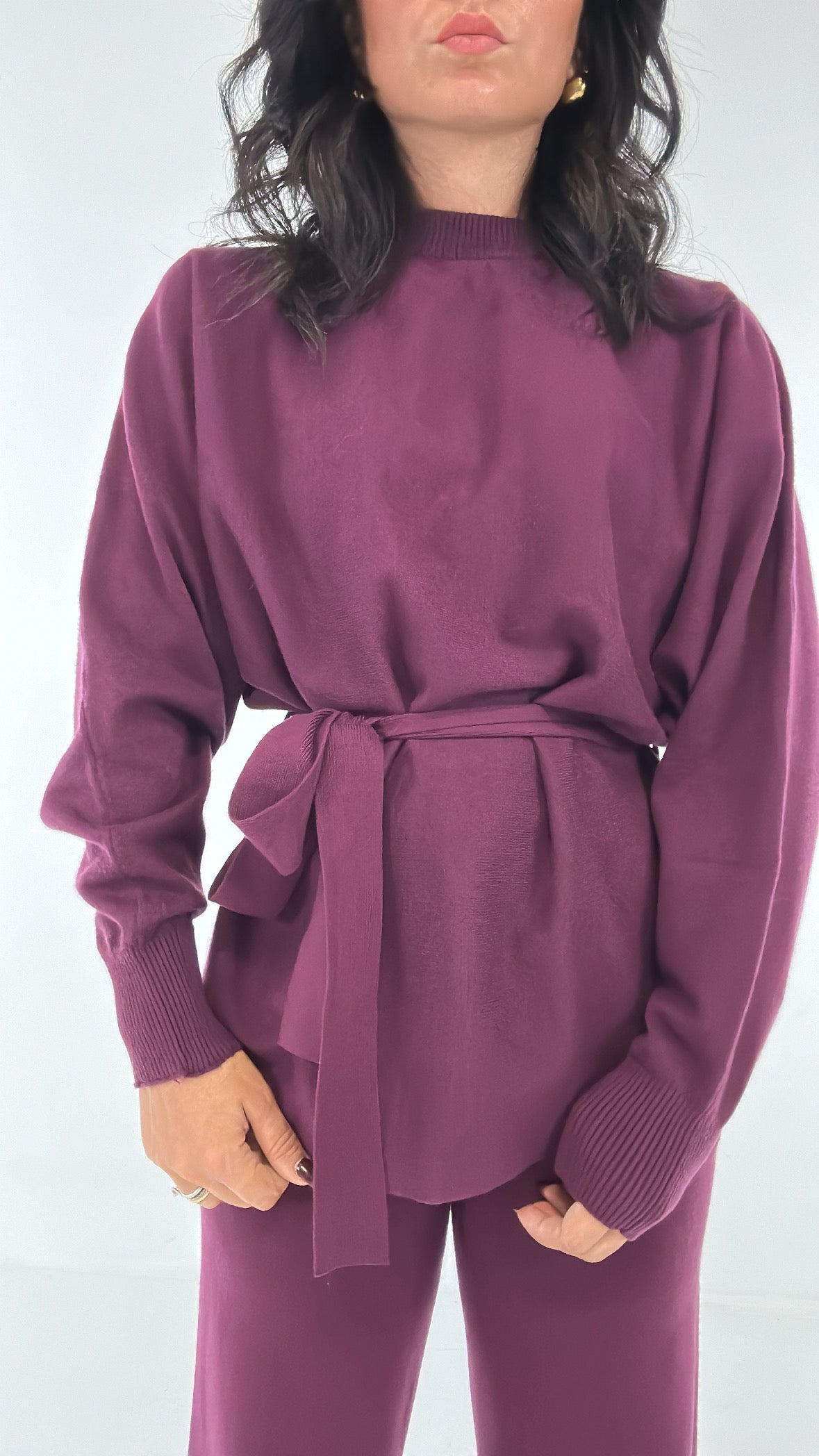 Coordinato IN MAGLIA CON CINT - BORDEAUX