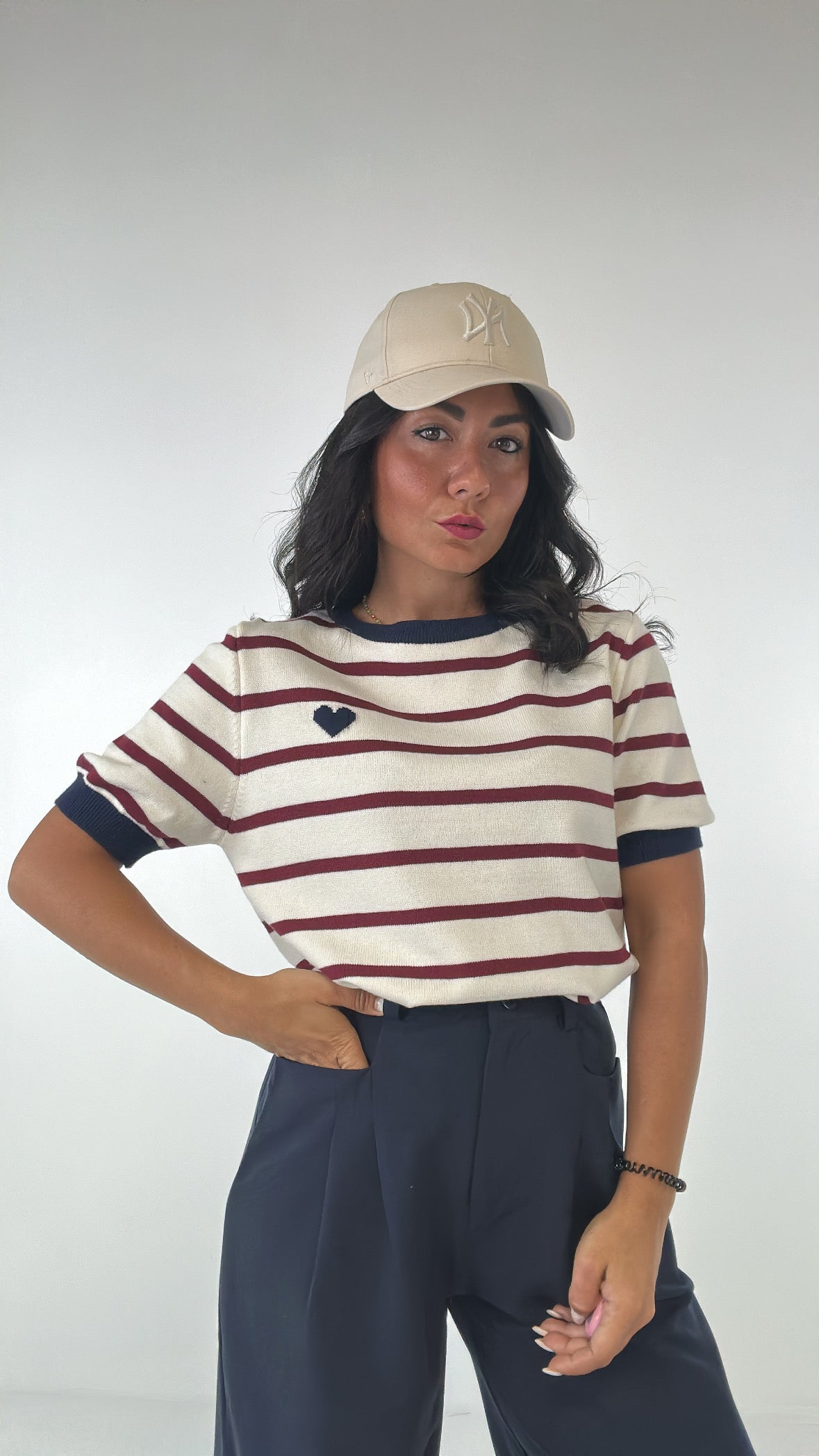 Maglia CUORICINO RIGHE - BIANCO