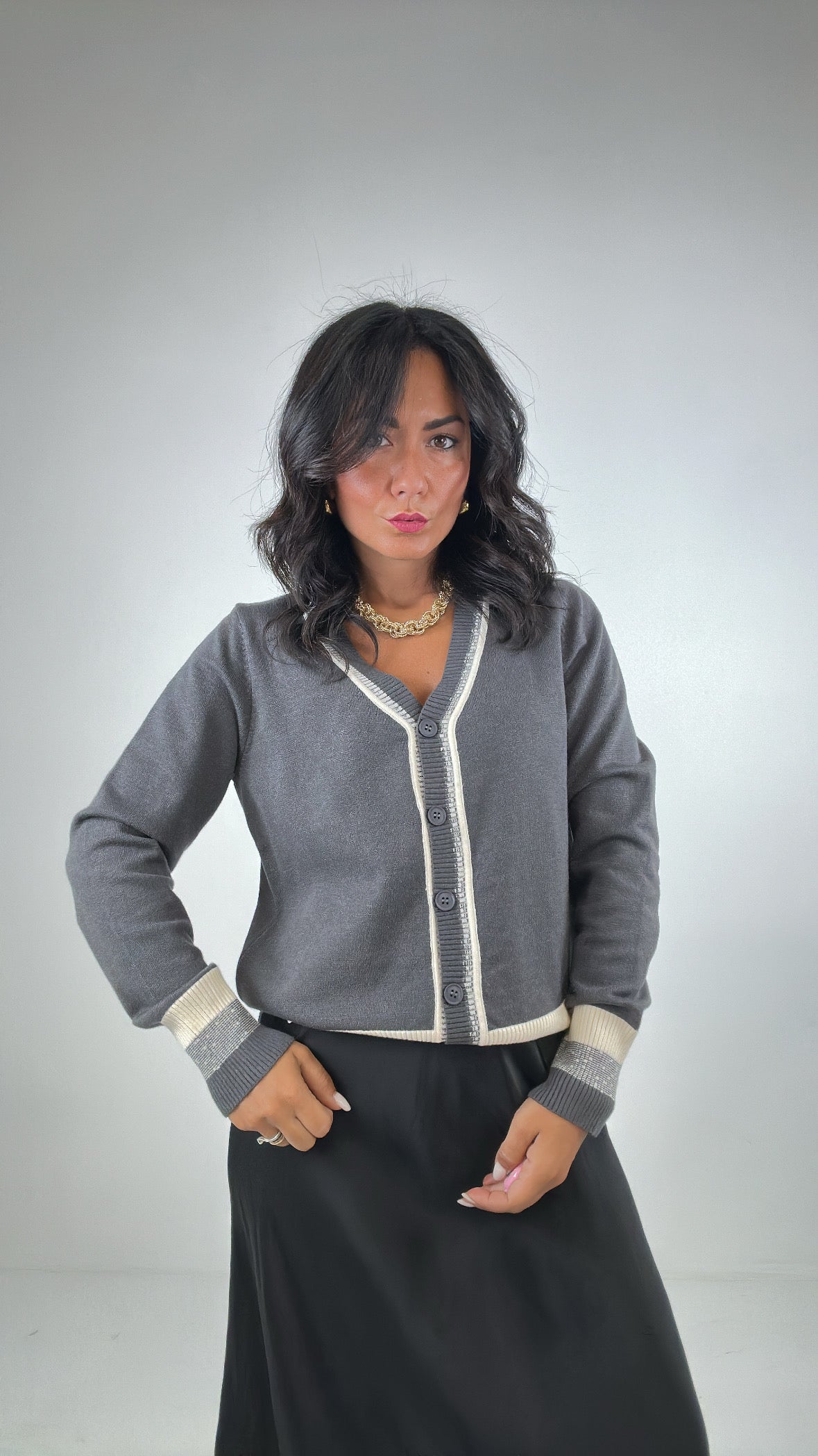 Cardigan RIGA SFUMATA - GRIGIO