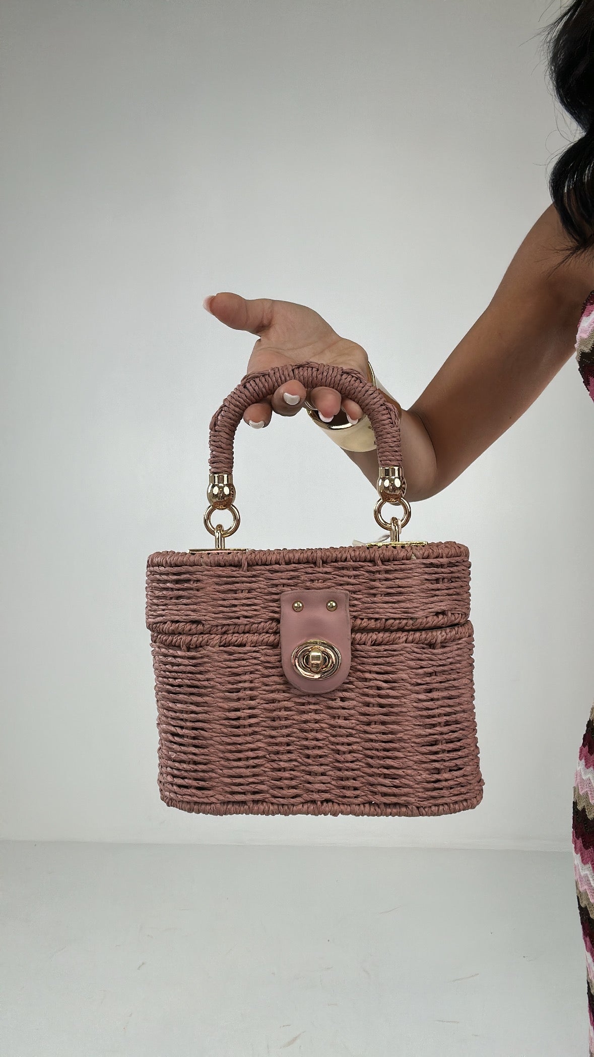 Borsa RAFFIA RIGIDO - ROSA