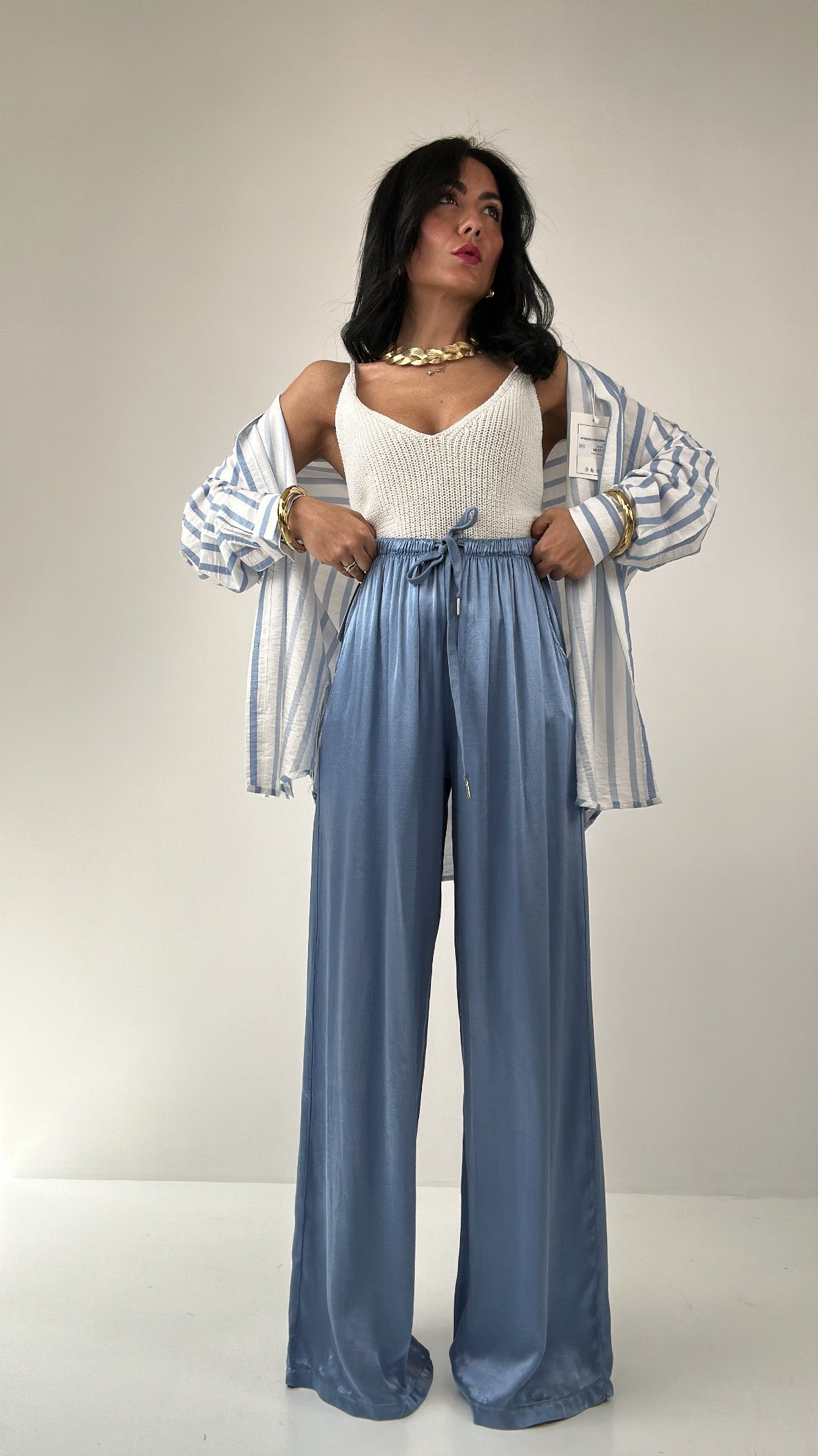 Pantalone SATIN - AZZURRO