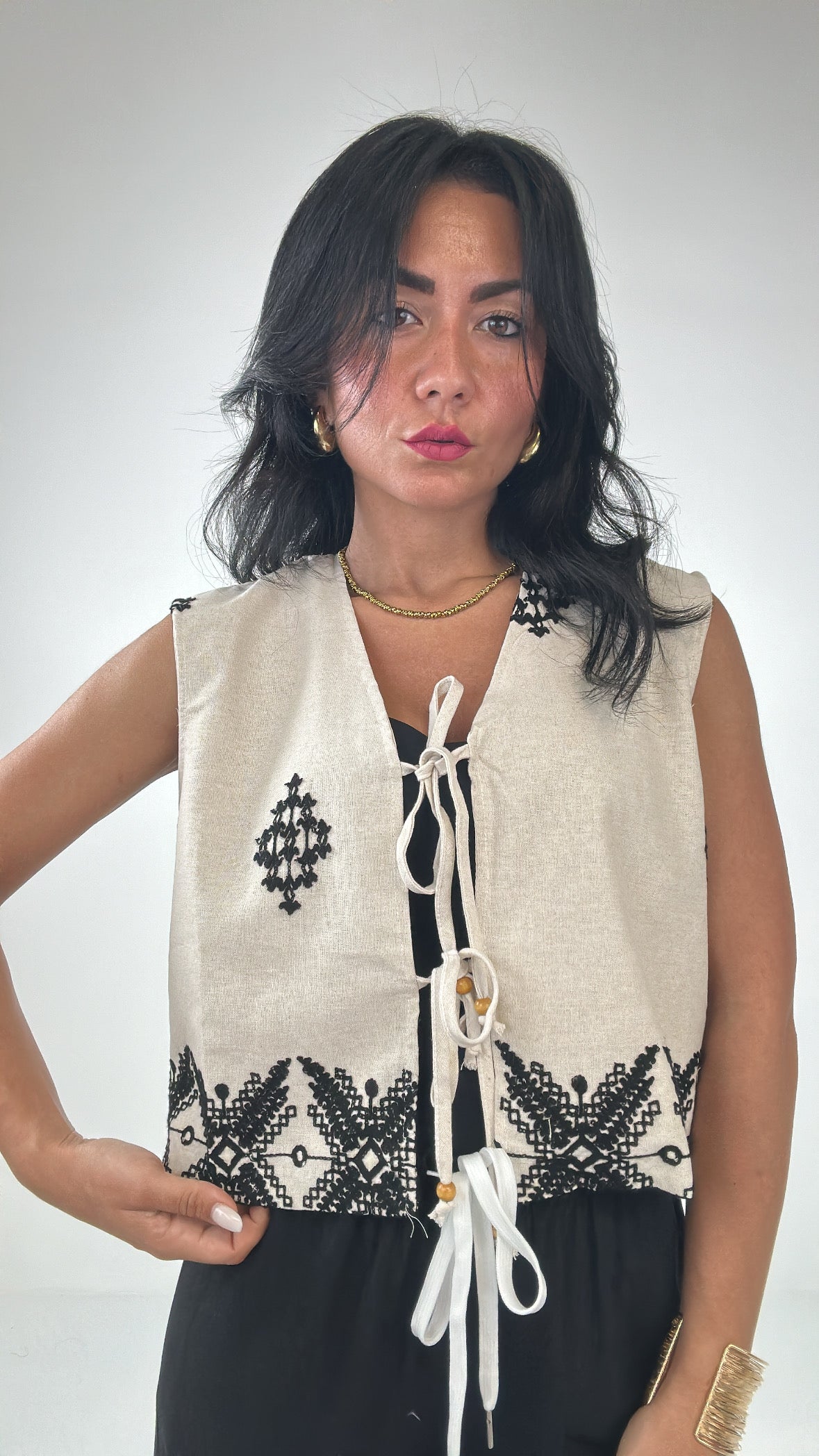 Gilet RICAMATO - BEIGE
