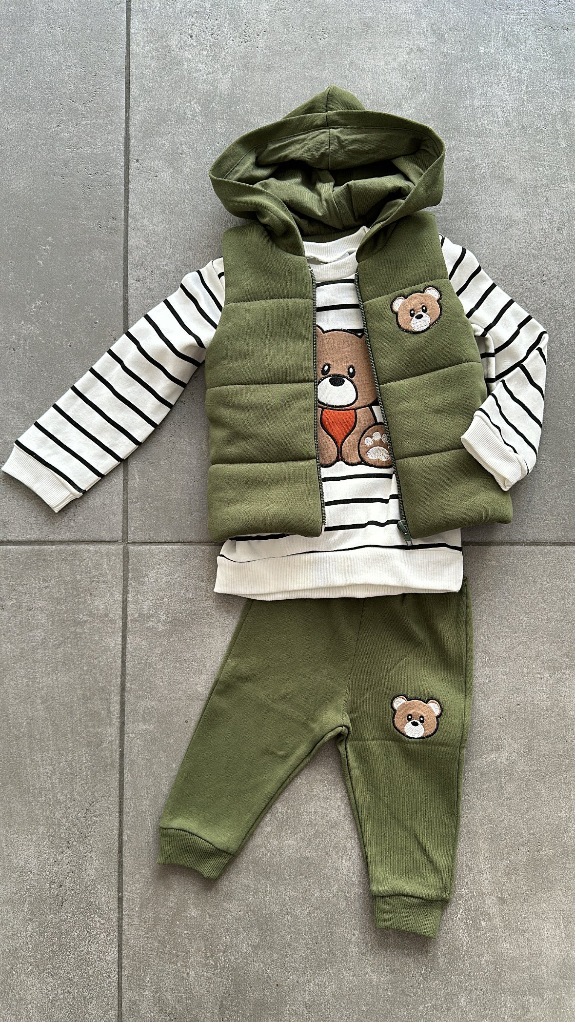 Coordinato SMANICATO ORSETTO 6-24M - VERDE MILITARE