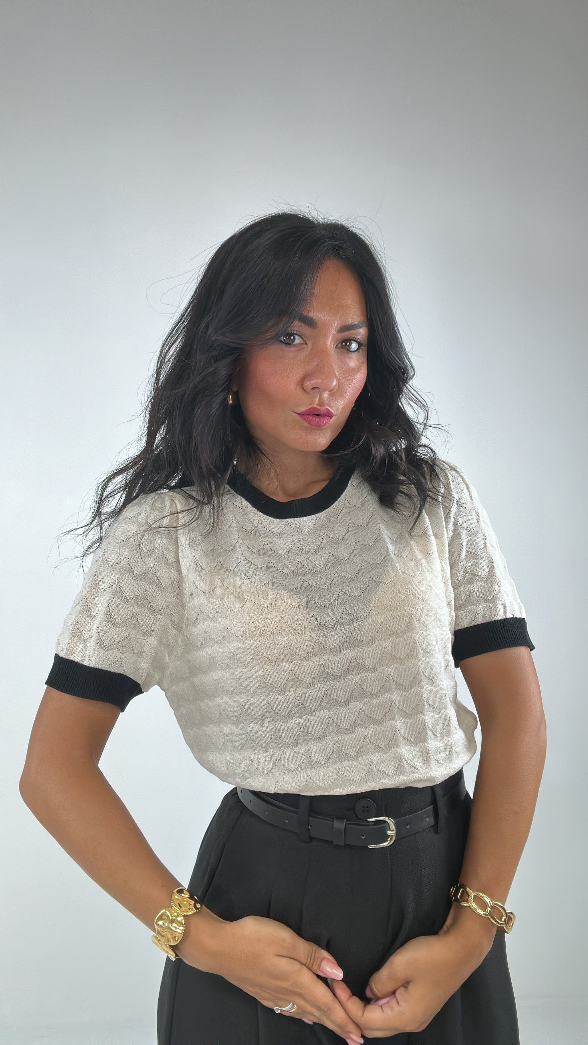 Maglia FILO CUORI - PANNA