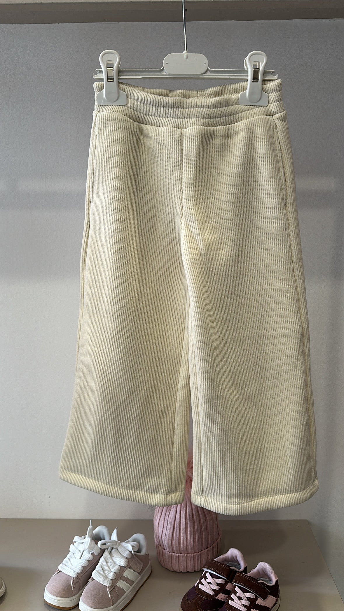 Pantalone PALAZZO IN VELLUTO 4-14A - PANNA
