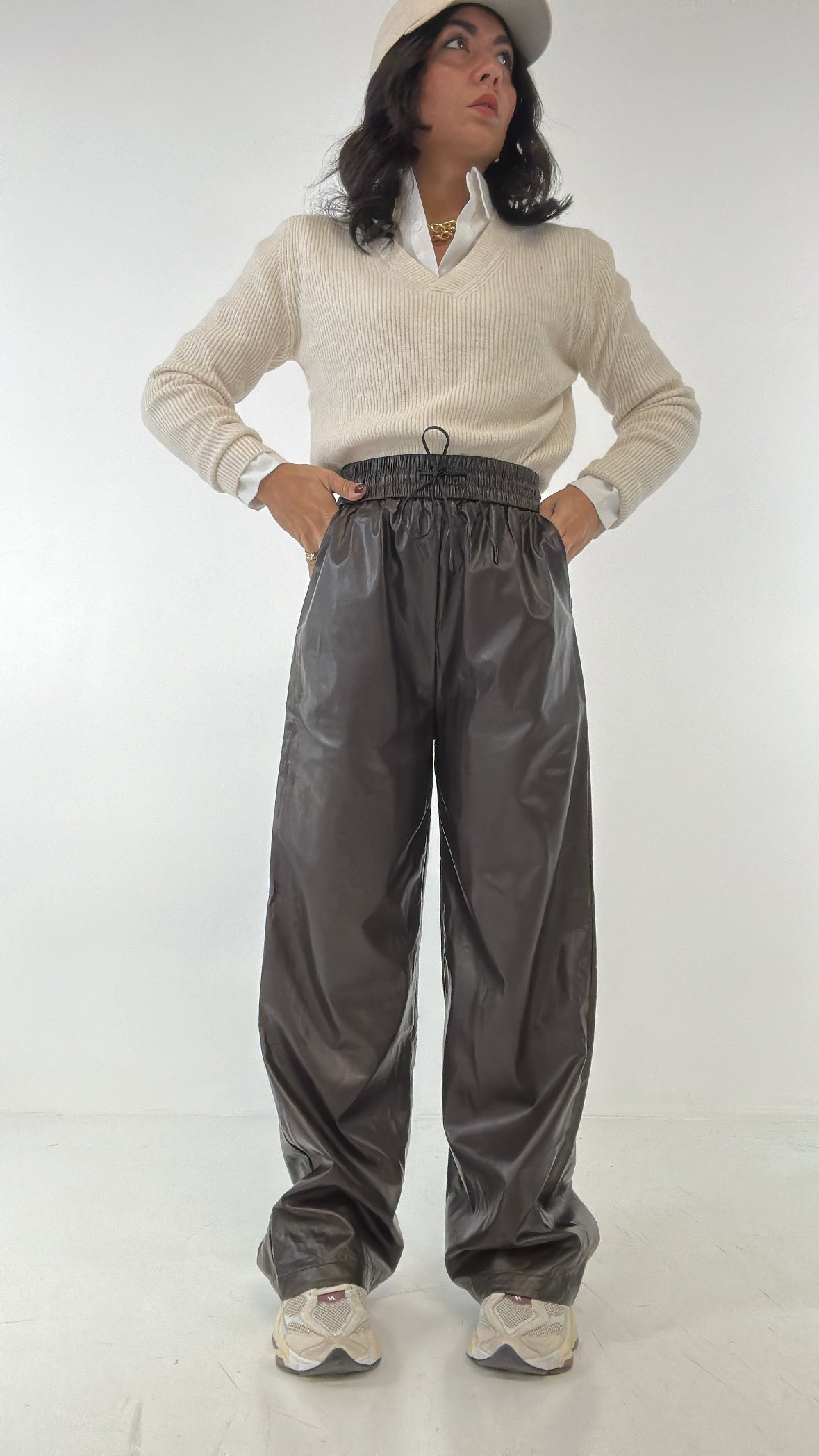 Pantalone LACCIO ECOPELLE - MARRONE