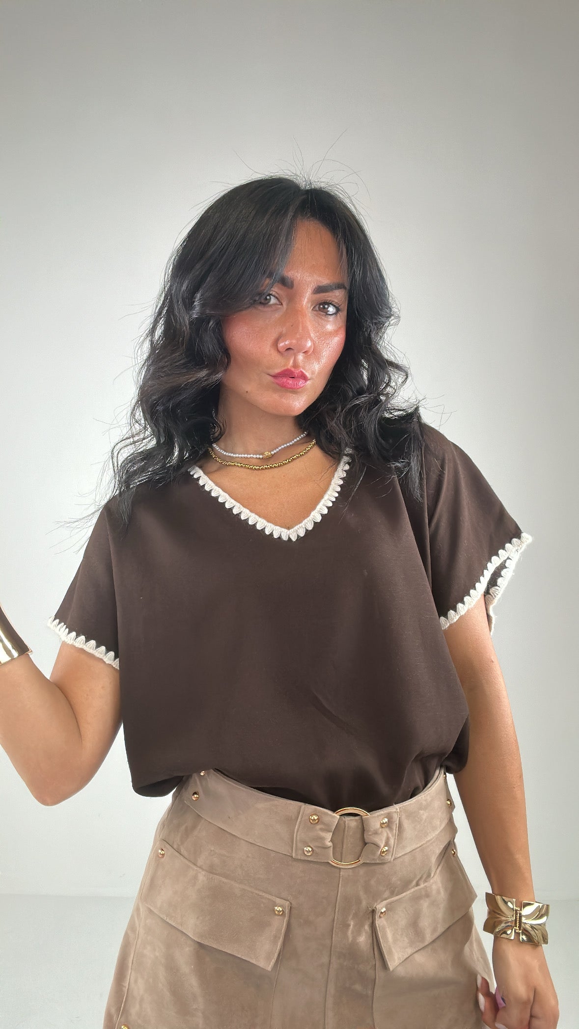 Maglia INTRECCIATA - MARRONE