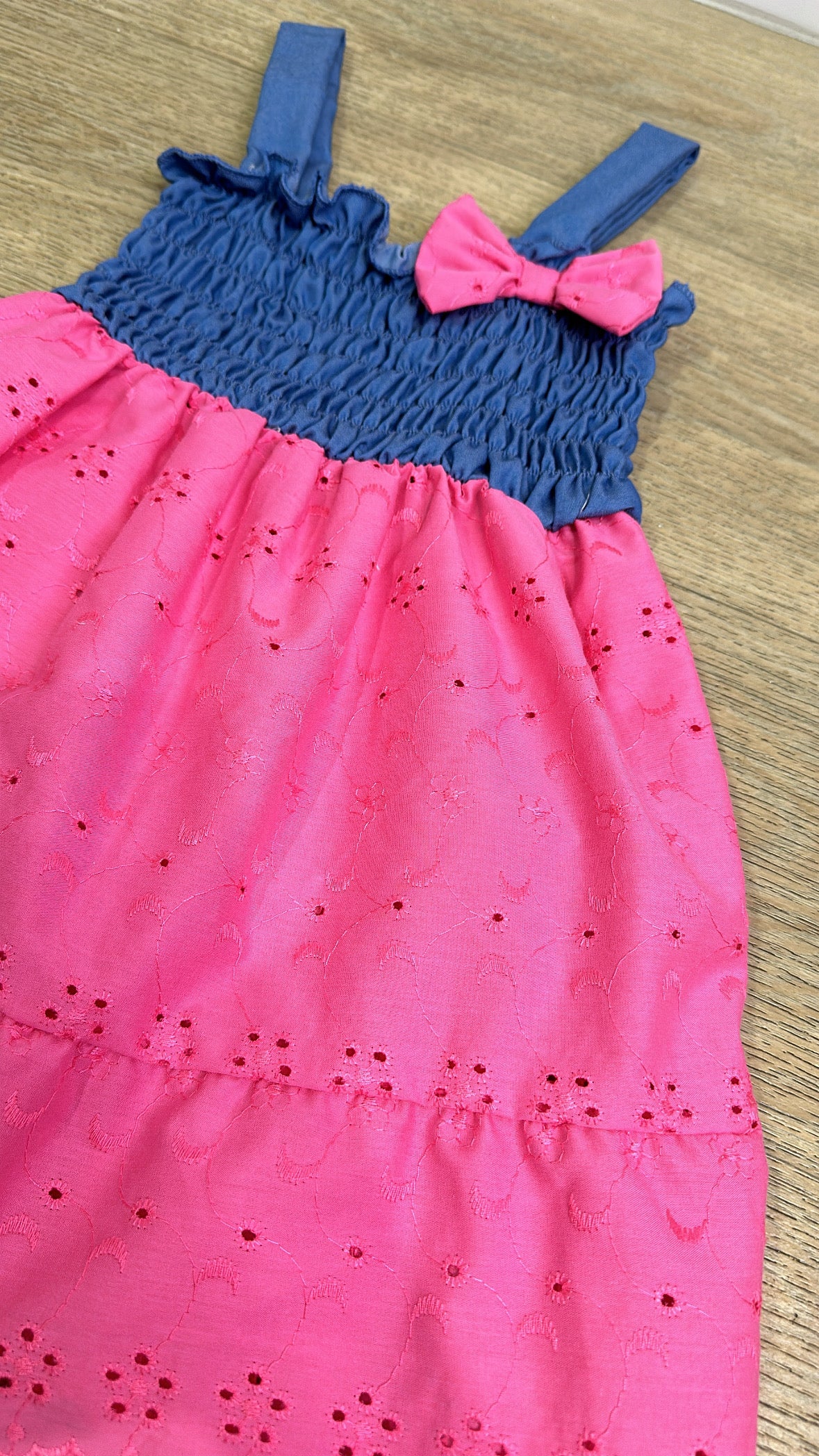 Vestitino JEANS E SANGALLO 3-8A - FUCSIA