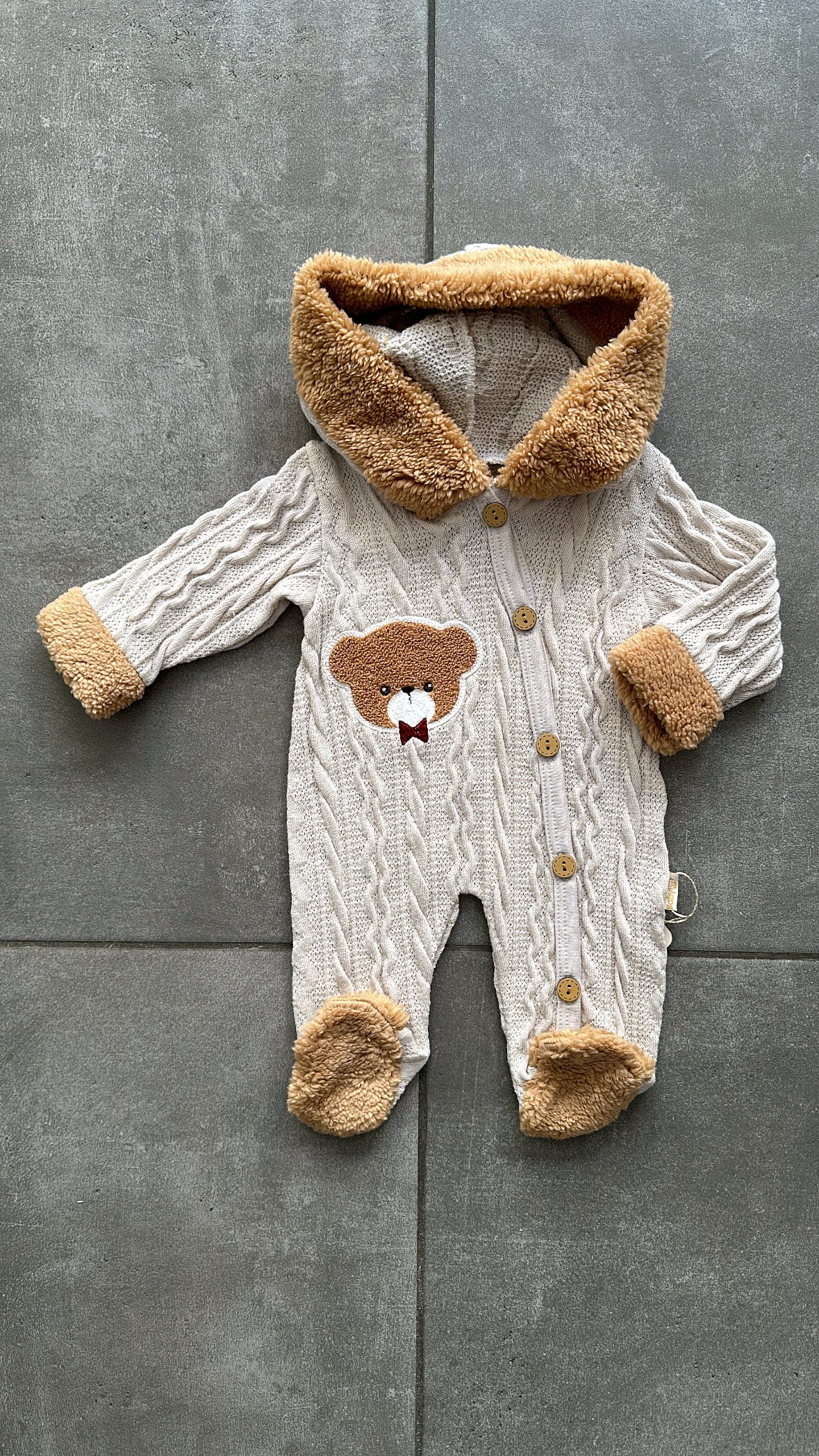 Tutina ORSO PELLUCIOSA 3-9M - BEIGE