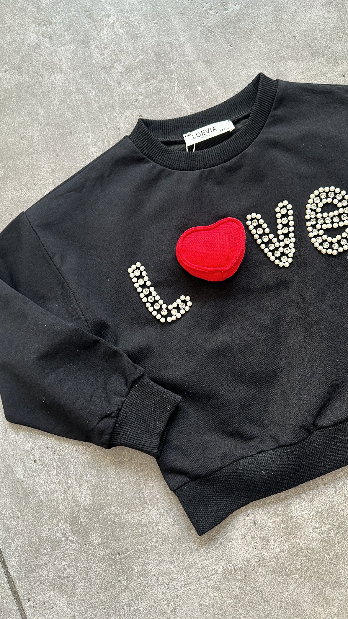 Felpa CUORE 3D 4-14A - NERO