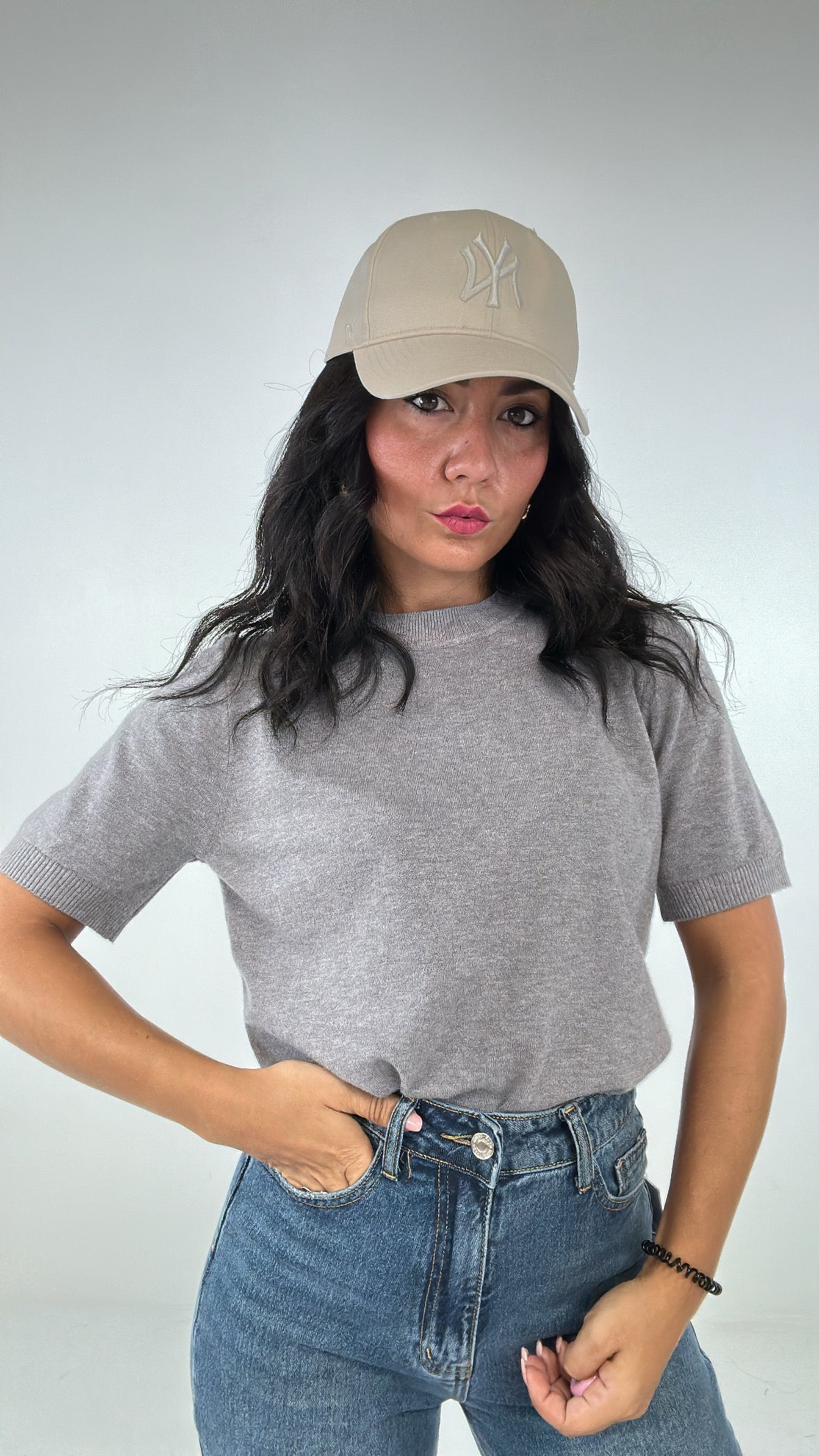 Maglia IN FILO MEZZA MANICA - GRIGIO