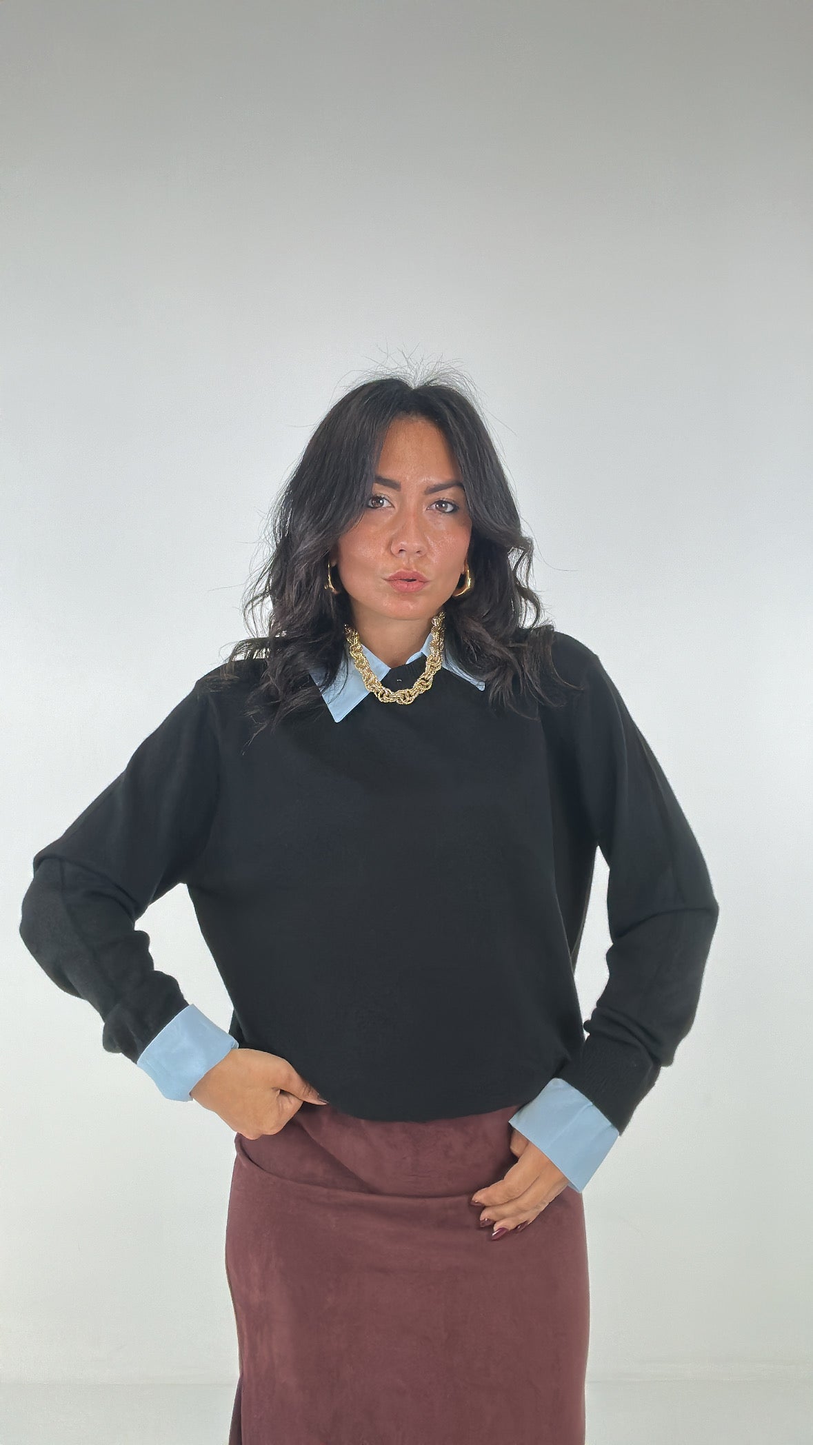 Pull CON COLLETTO - NERO