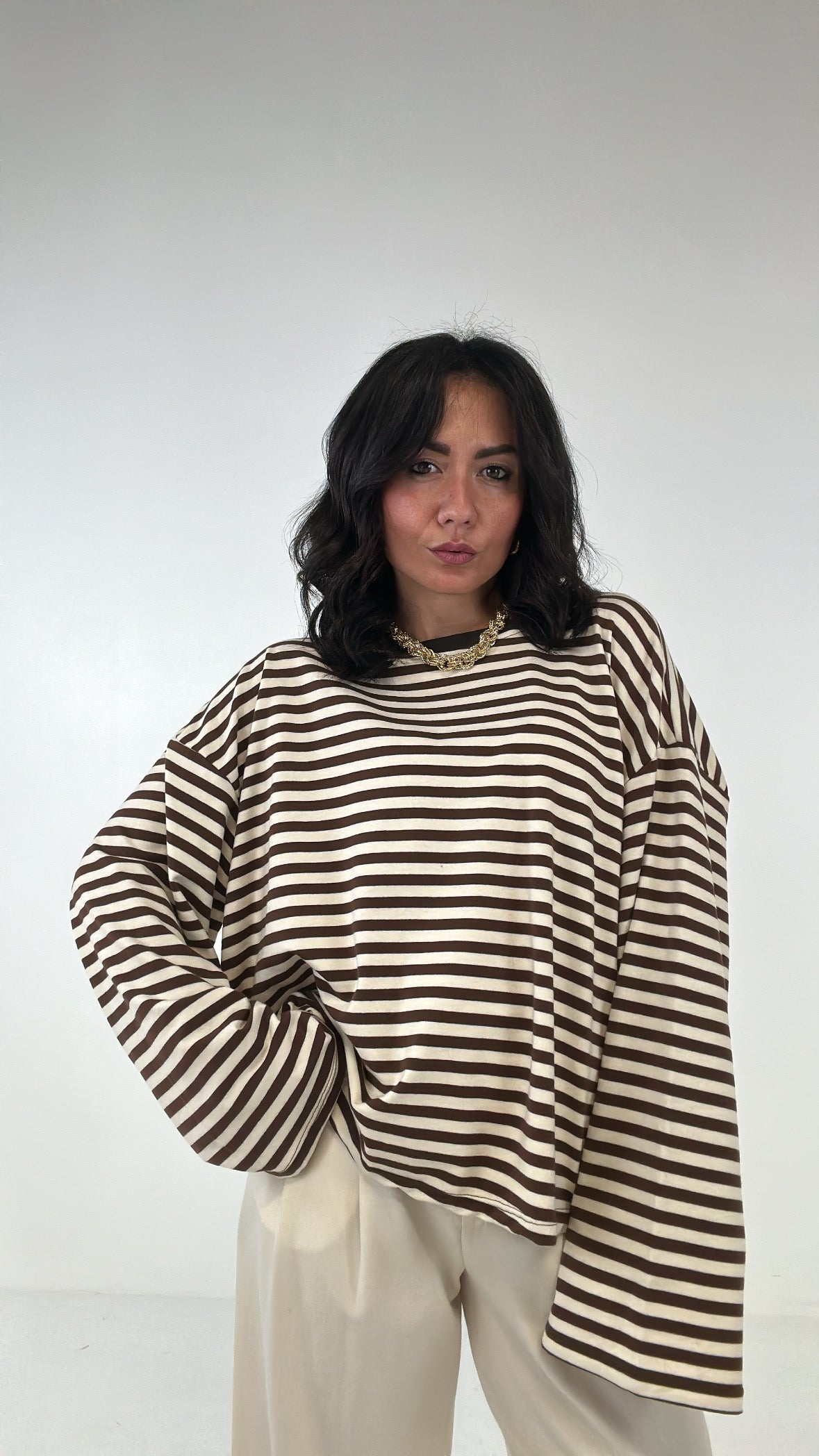 Maglia RIGHE OVER - PANNA