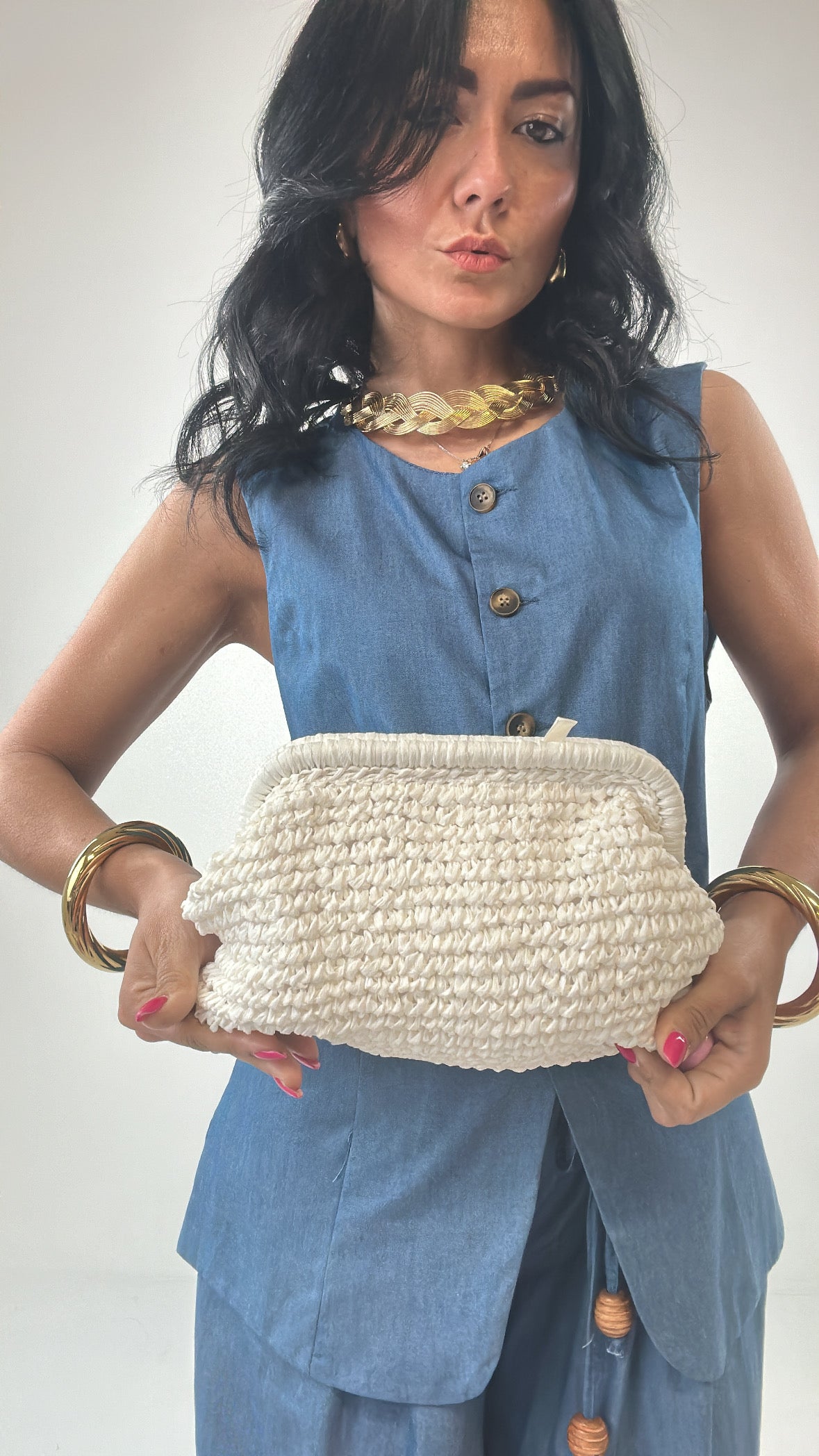 Pochette RAFFIA - BIANCO