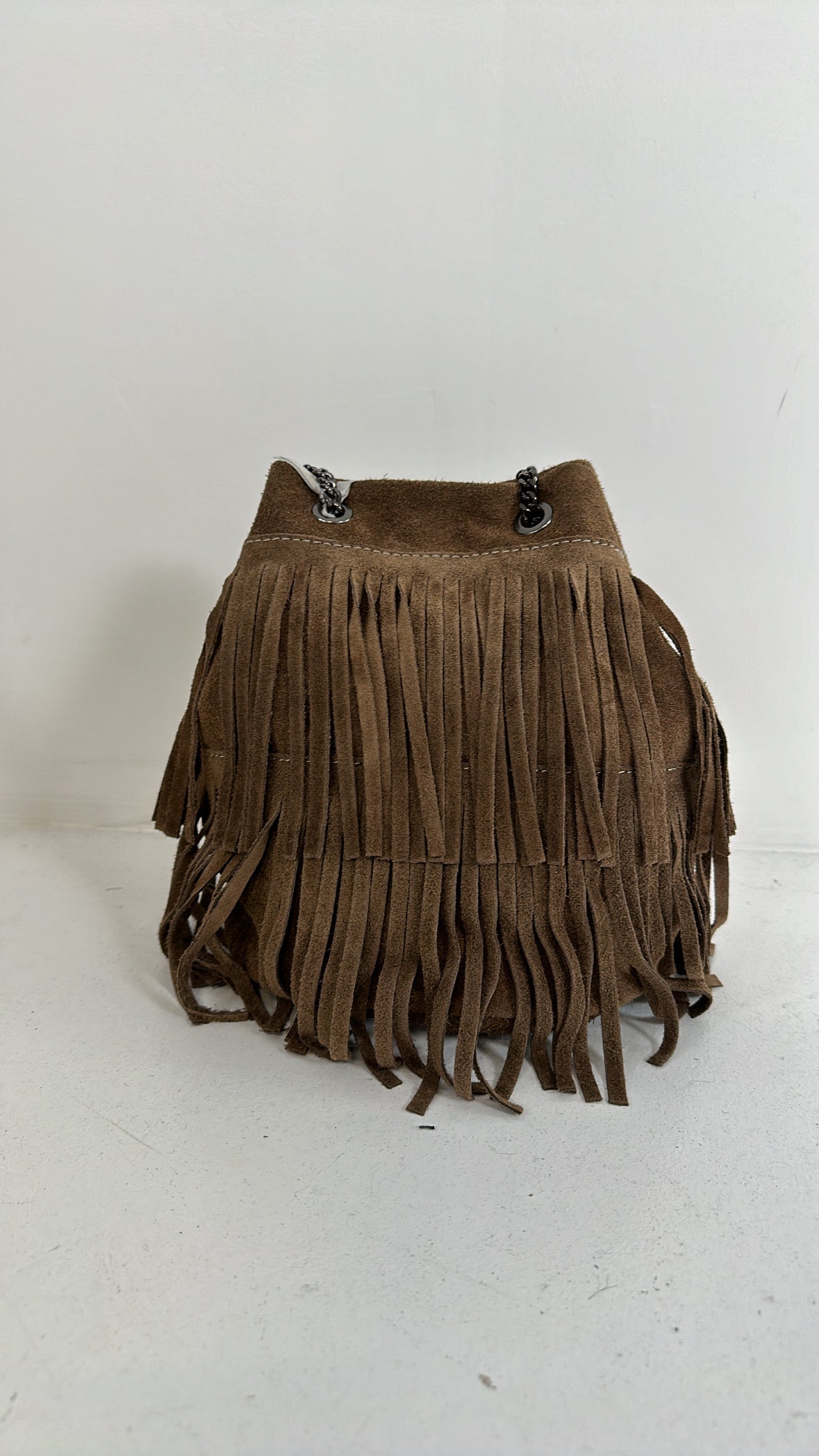 Secchiello IN CAMOSCIO CON FRANGE - KHAKI