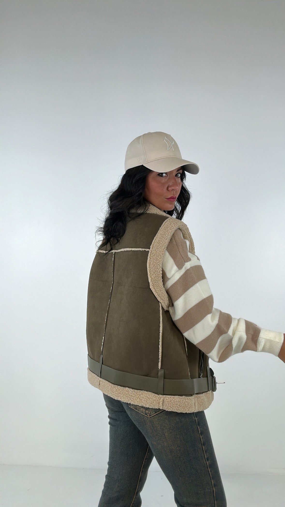 Ecomontone SMANICATO CON CINTURA - VERDE MILITARE