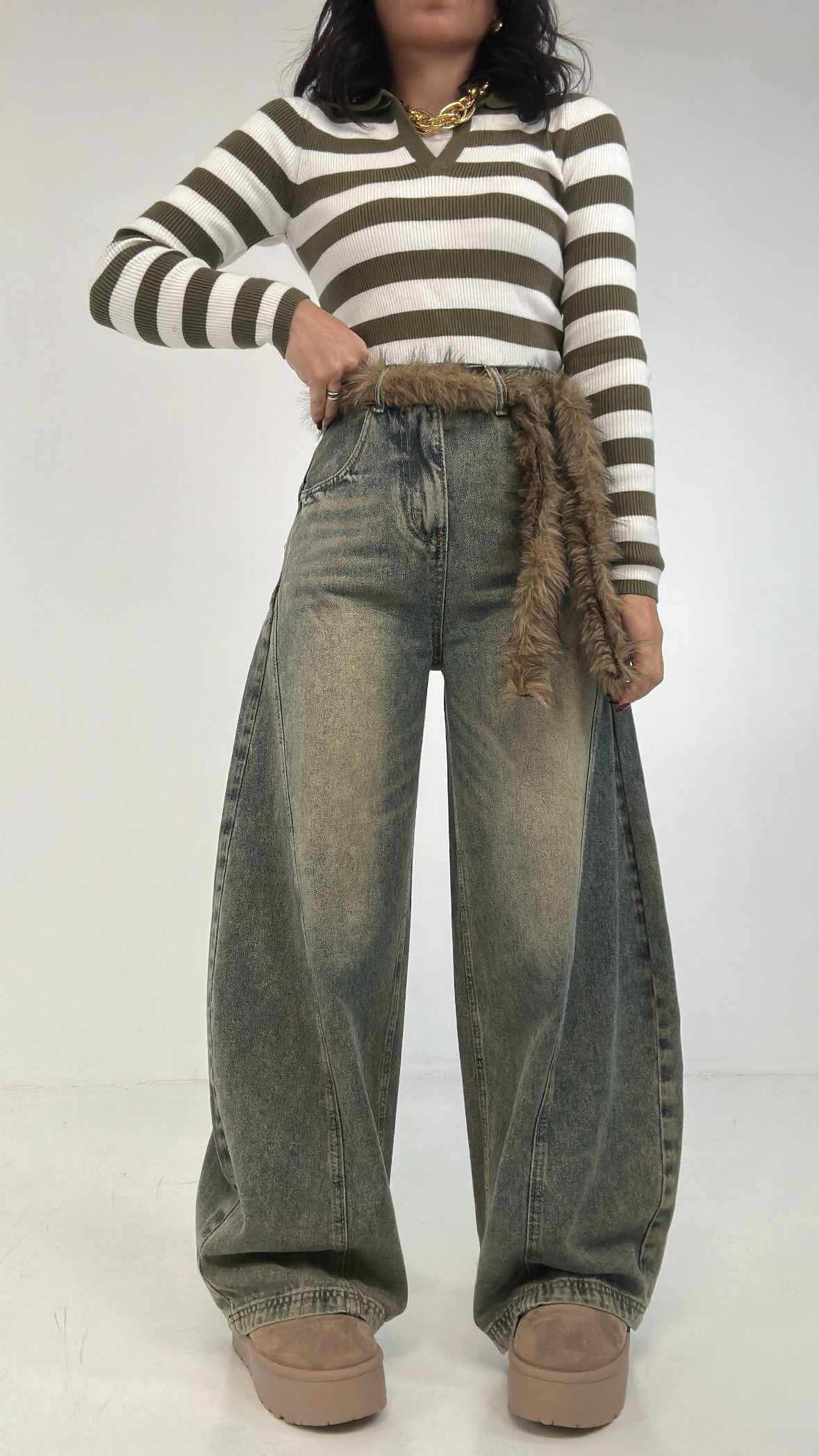 Jeans BALLON CINTURA PELLICCIA - JEANS