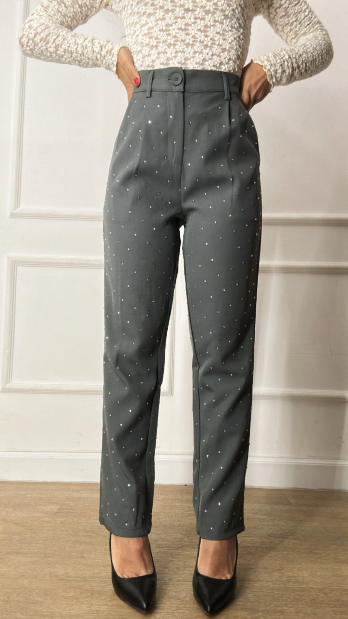 Pantalone CON BRILLANTINI - GRIGIO