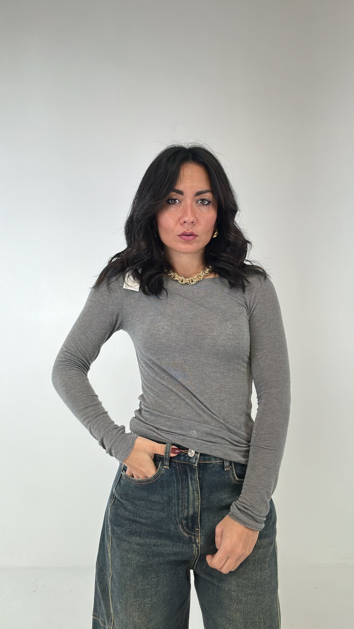 Maglia MISTO CASHMERE - GRIGIO