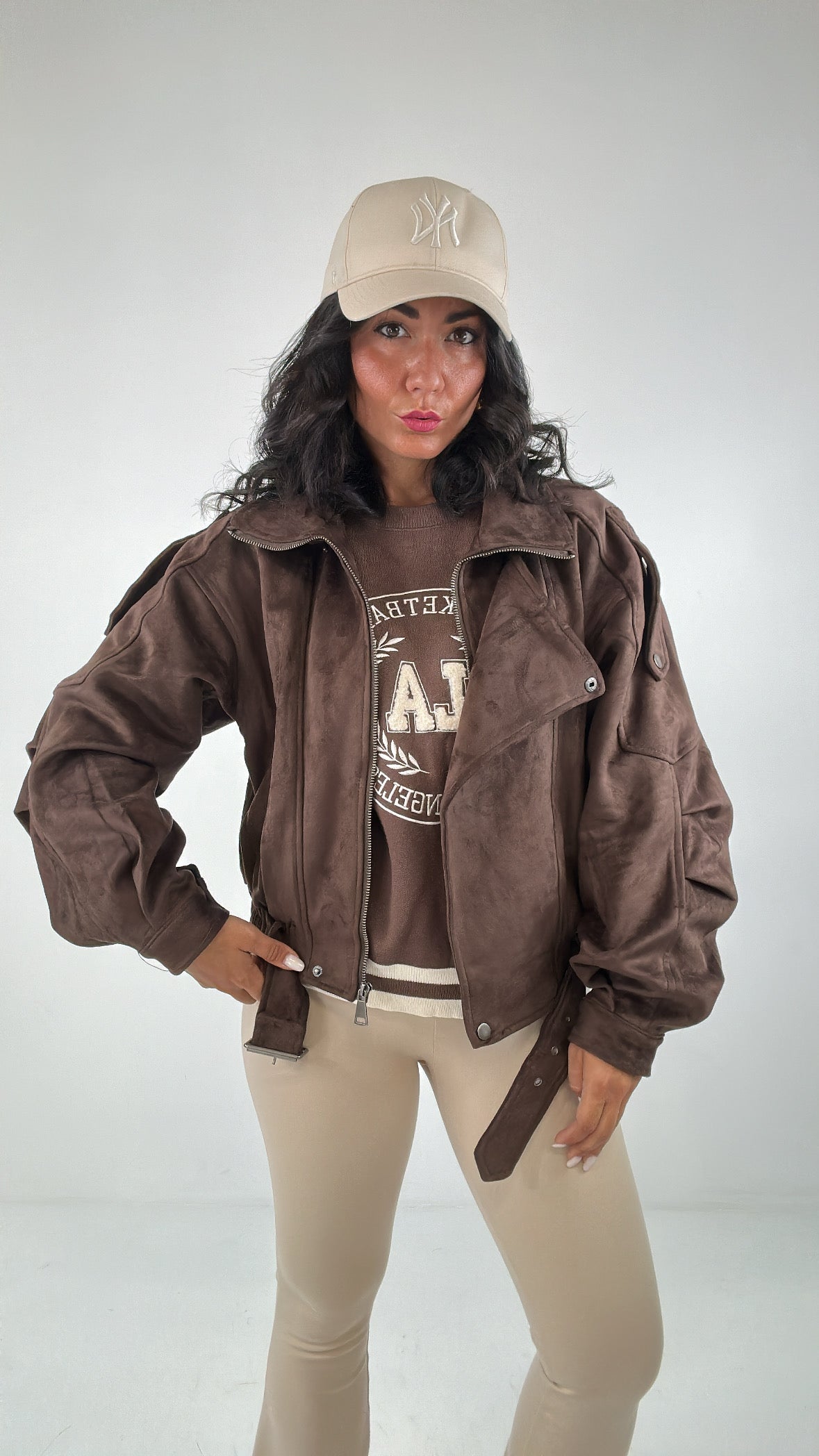 Chiodo BOMBER CAMOSCIO - MARRONE