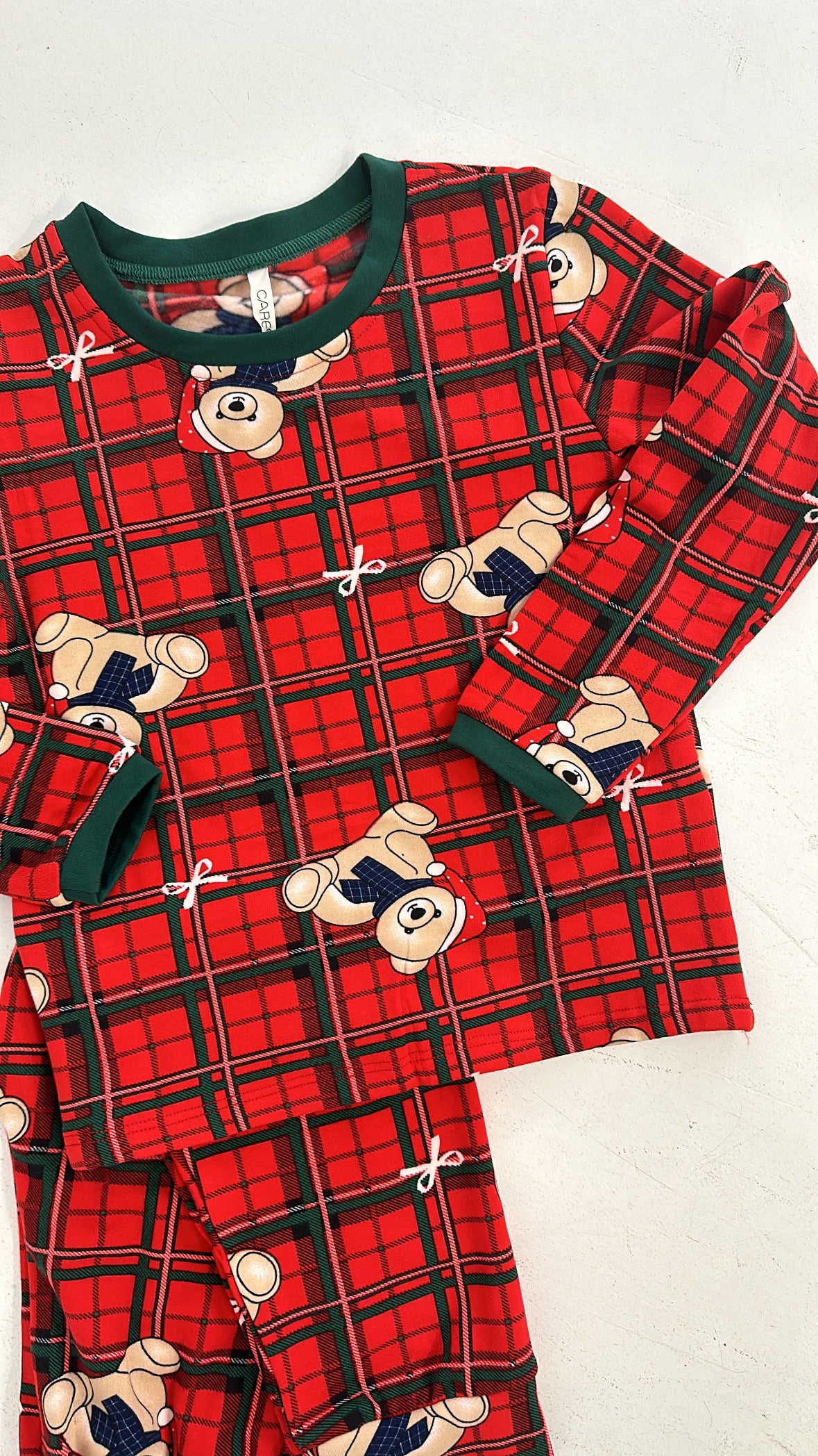 Pigiama BIMBO-BIMBA SCOZZESE CON ORSETTO - ROSSO