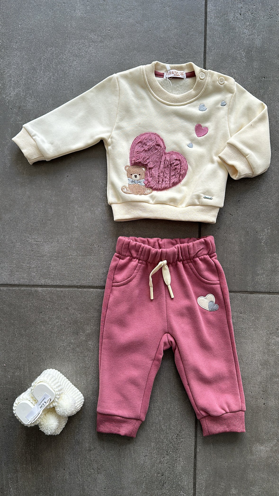 Tuta CON CUORE PELLICCIOSO 3-18M - PANNA