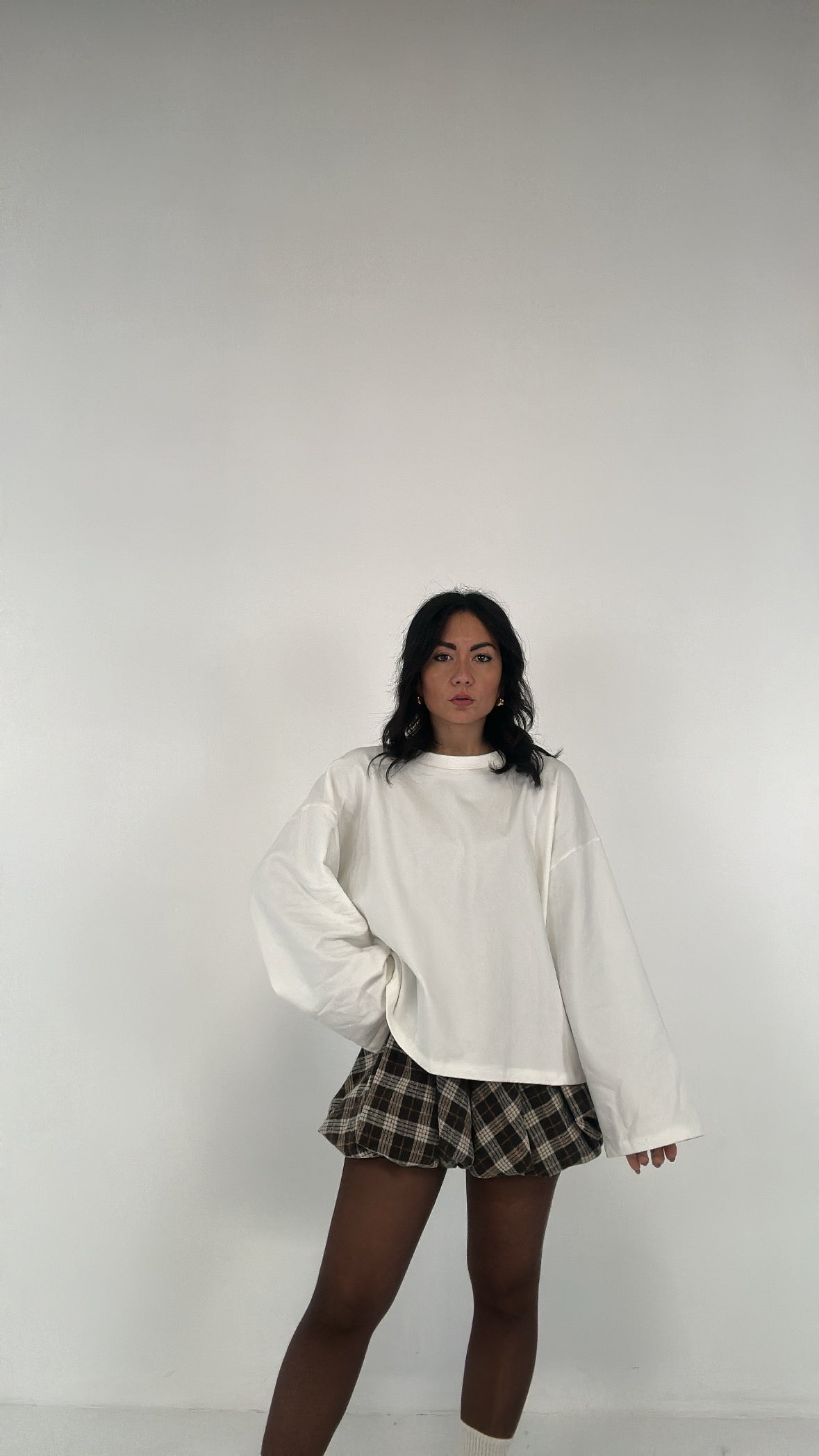 Gonna PALLONCINO A QUADRI - MARRONE