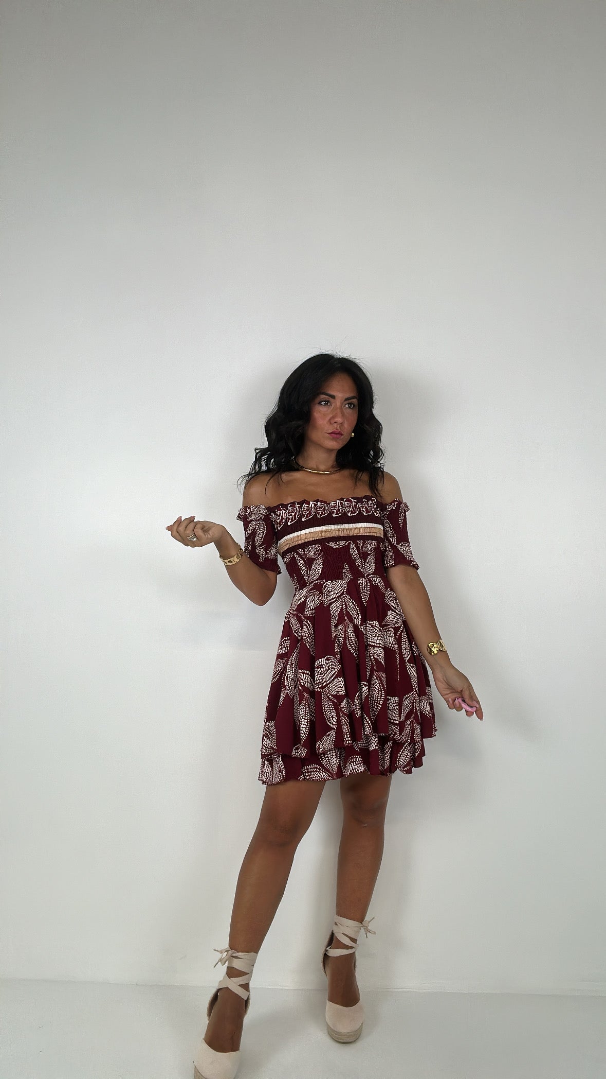 Vestito FOGLIA BIANCA - BORDEAUX