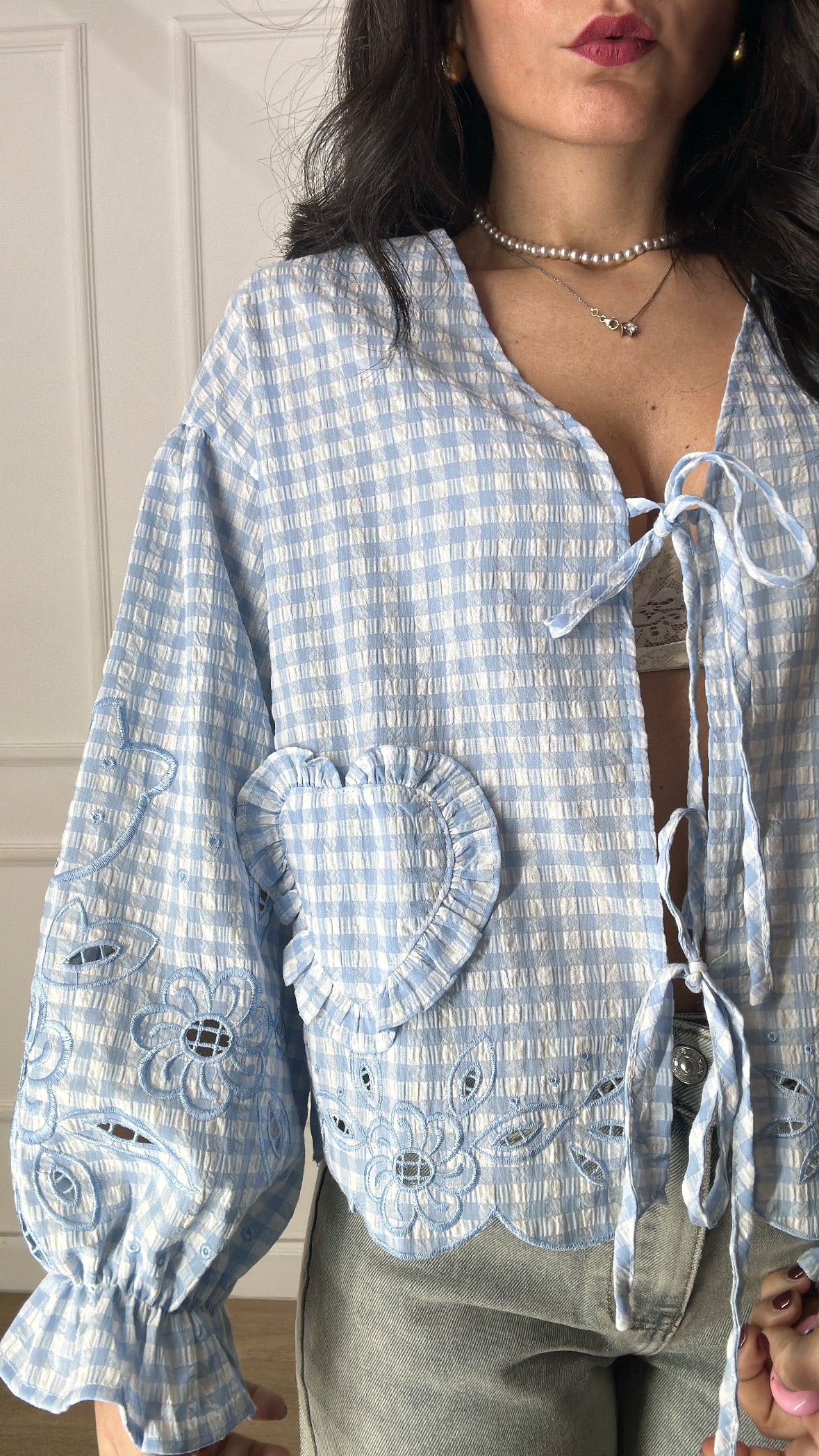 Camicia FIOCCO CUORE - CELESTE