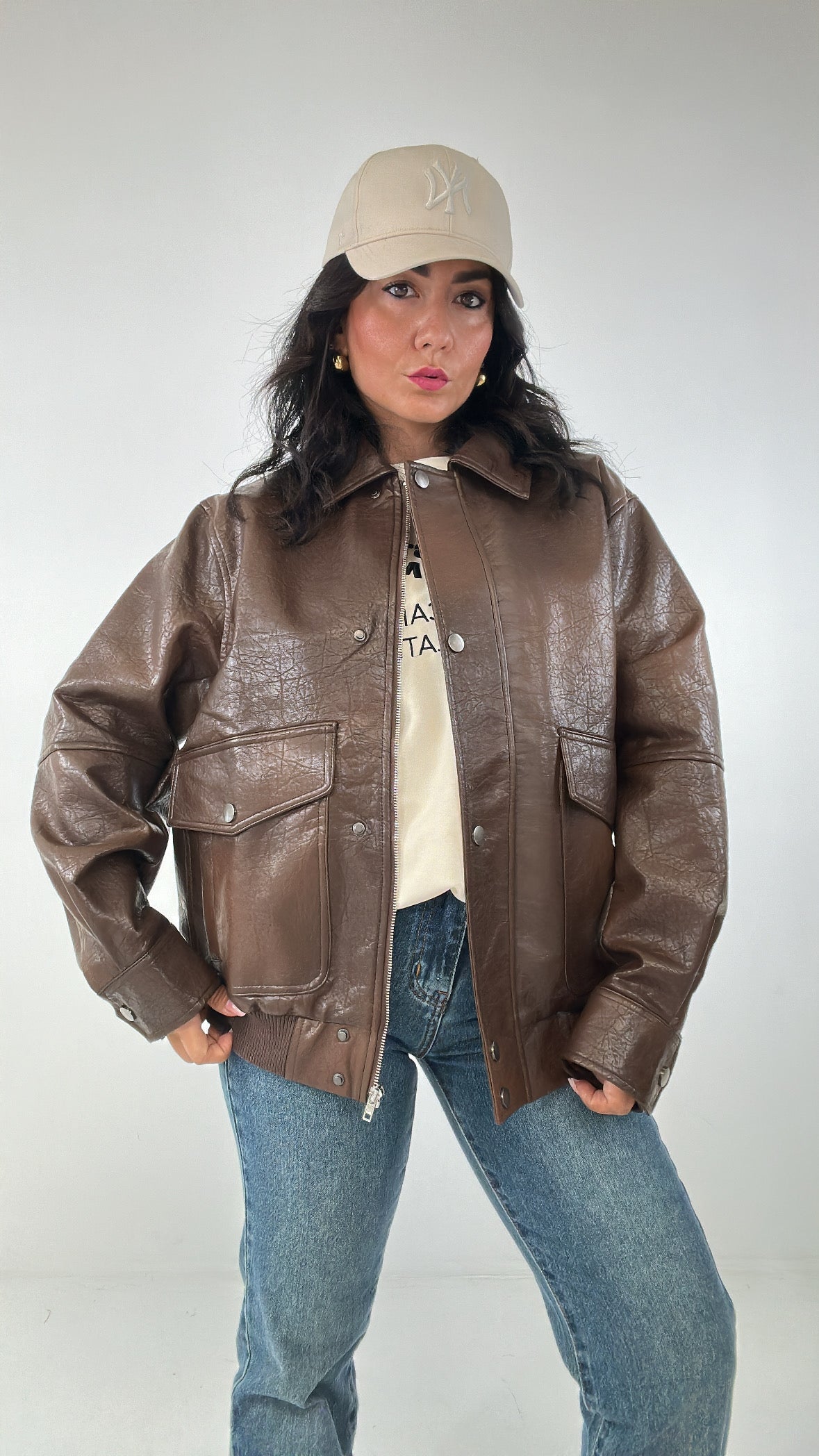 Bomber LUMINA ECOPELLE - MARRONE