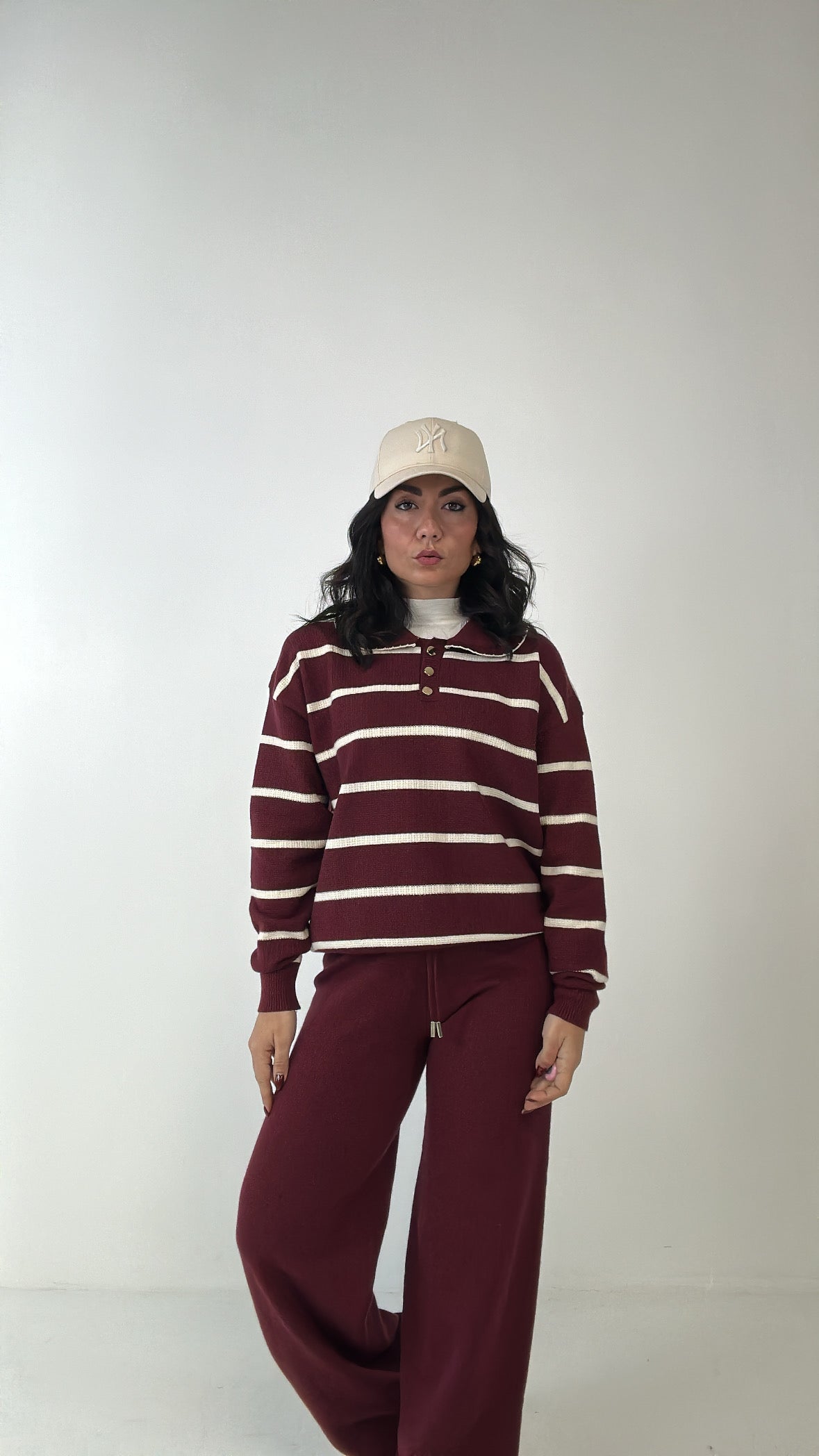 Coordinato CON POLO A RIGHE - BORDEAUX