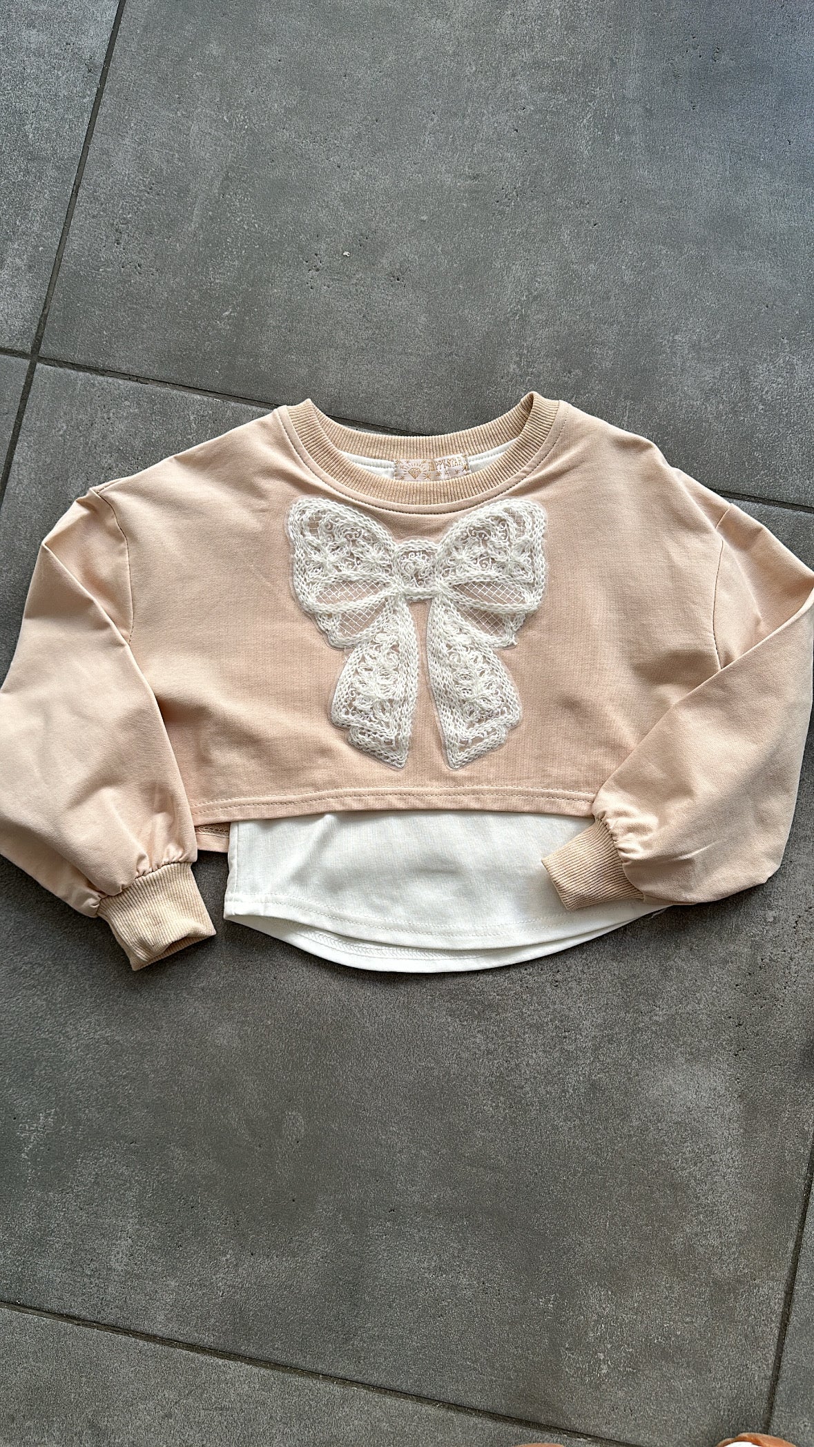 Felpa FIOCCO RICAMO 4-14A - BEIGE