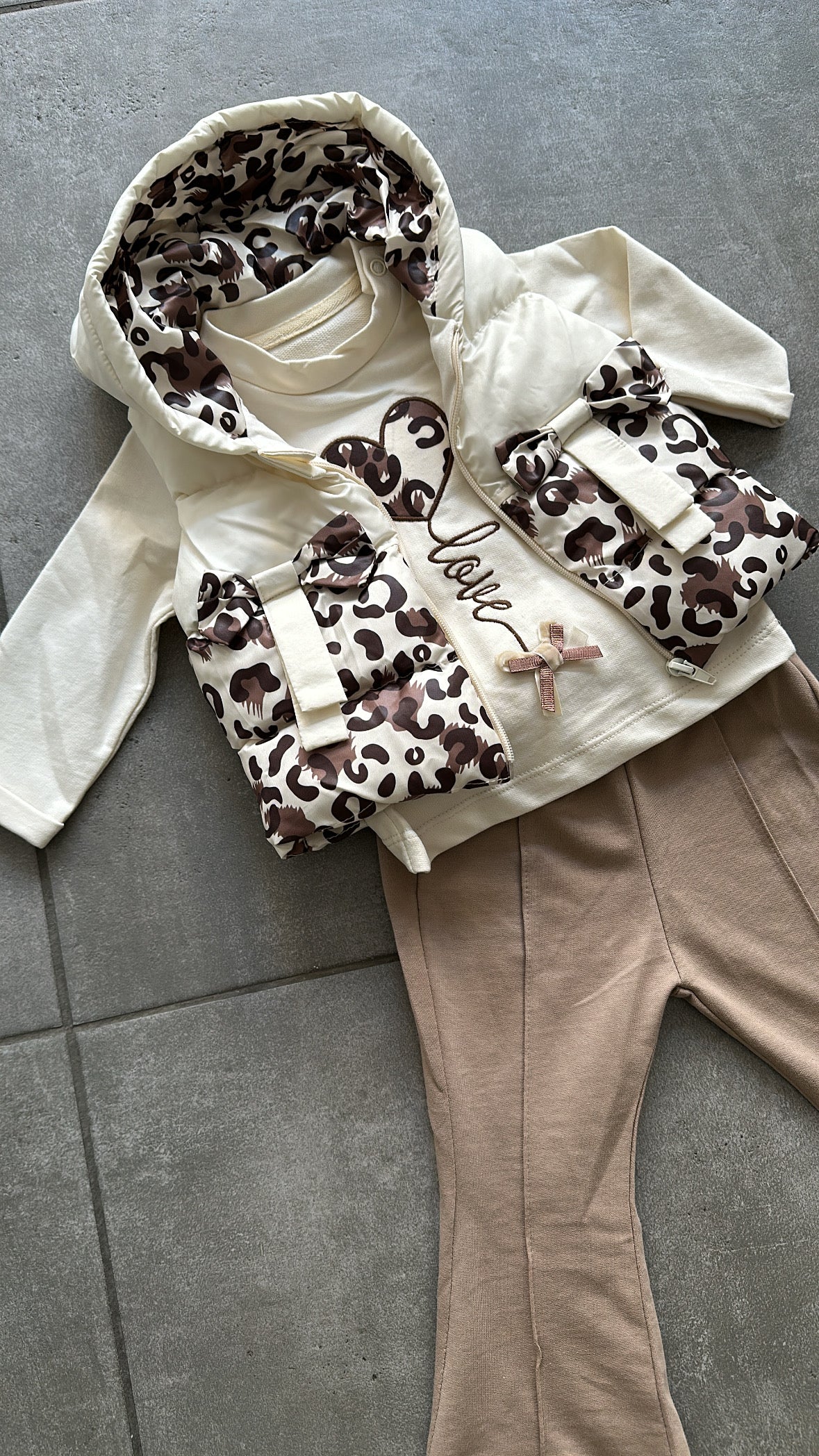 Cordinato CON GILET MACULATO 9-18M - PANNA