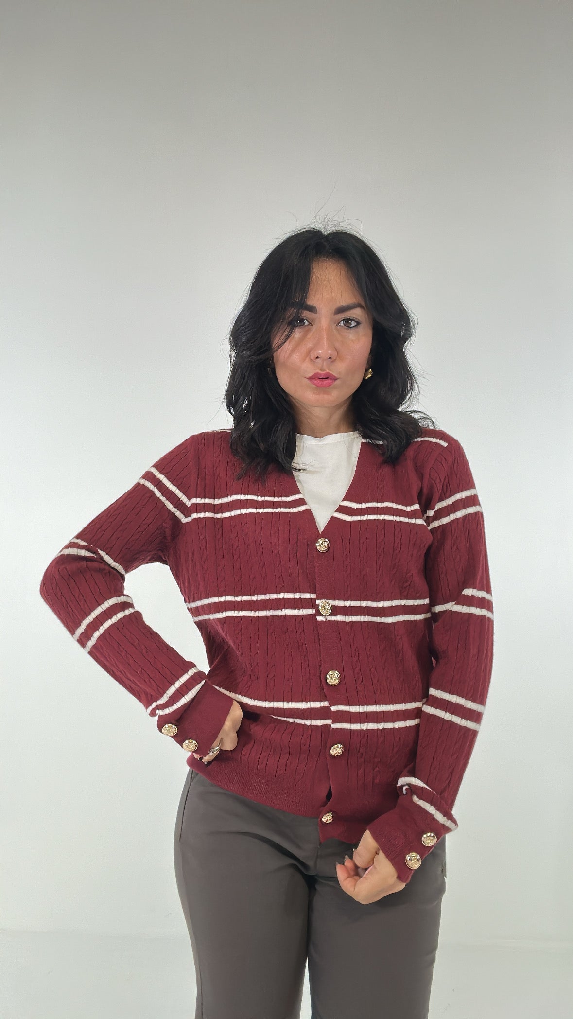 Cardigan RIGA BIANCA - BORDEAUX