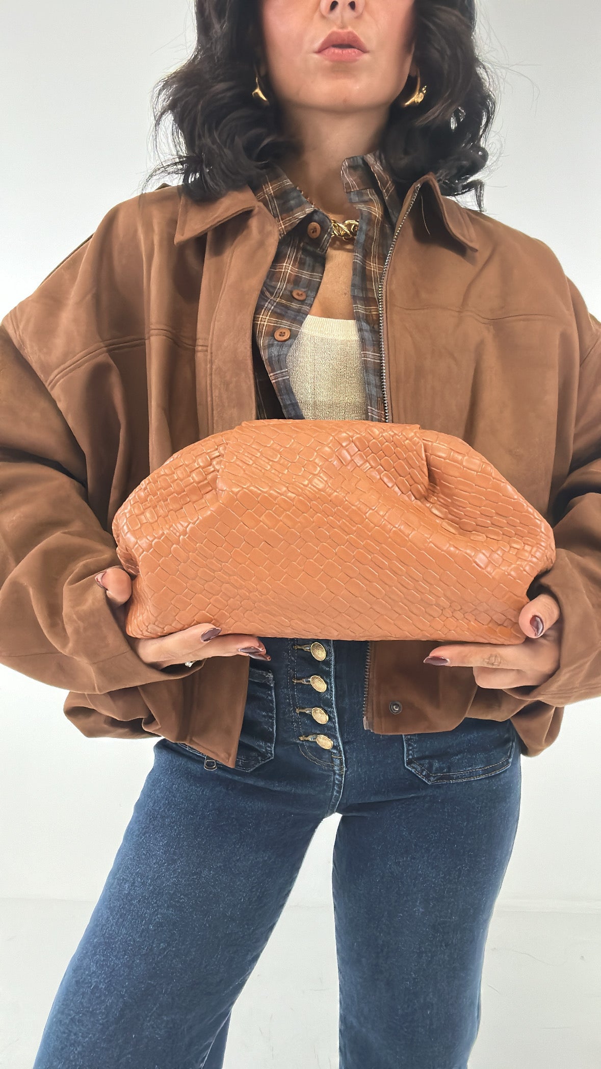 Clutch ECOPELLE INTRECCIATA - CAMMELLO