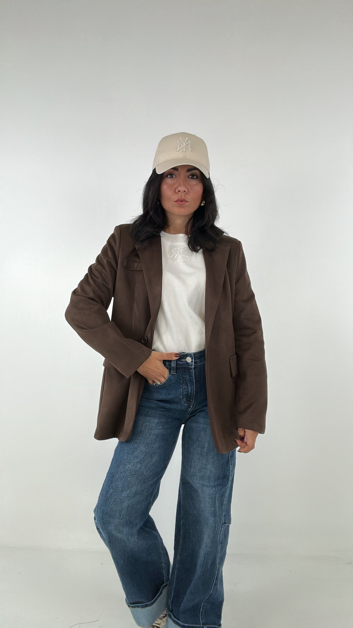 Giacca EFFETT CAMOSCIO - MARRONE