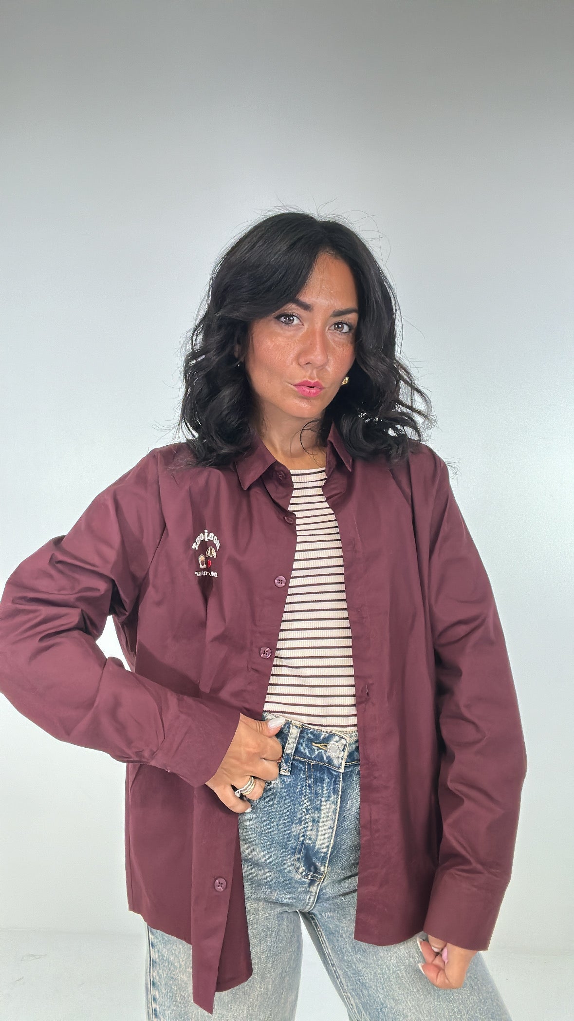 Camicia CON CANOTTA A RIGHE - BORDEAUX