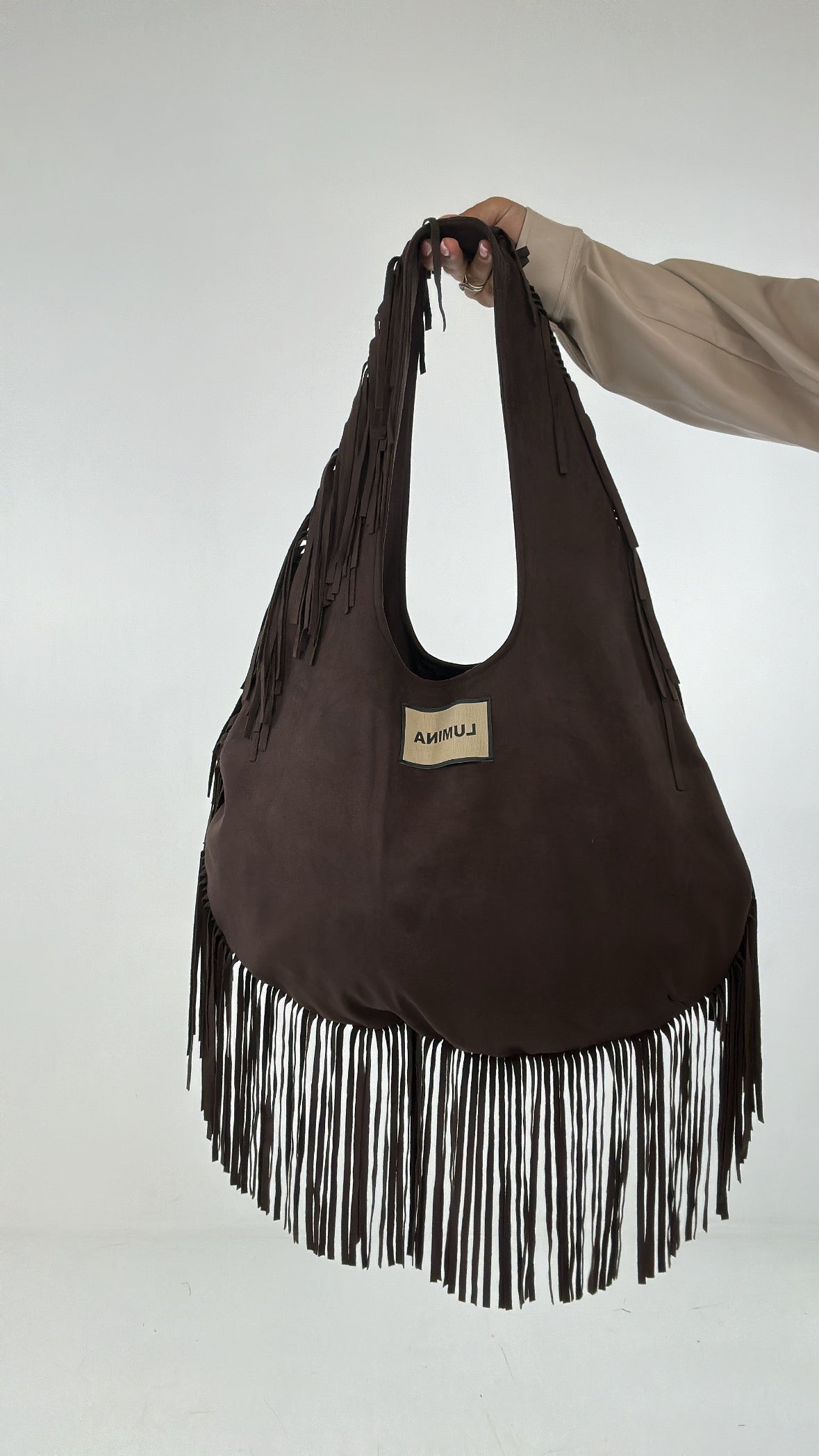Borsa LUMINA FRANGE - MARRONE SCURO