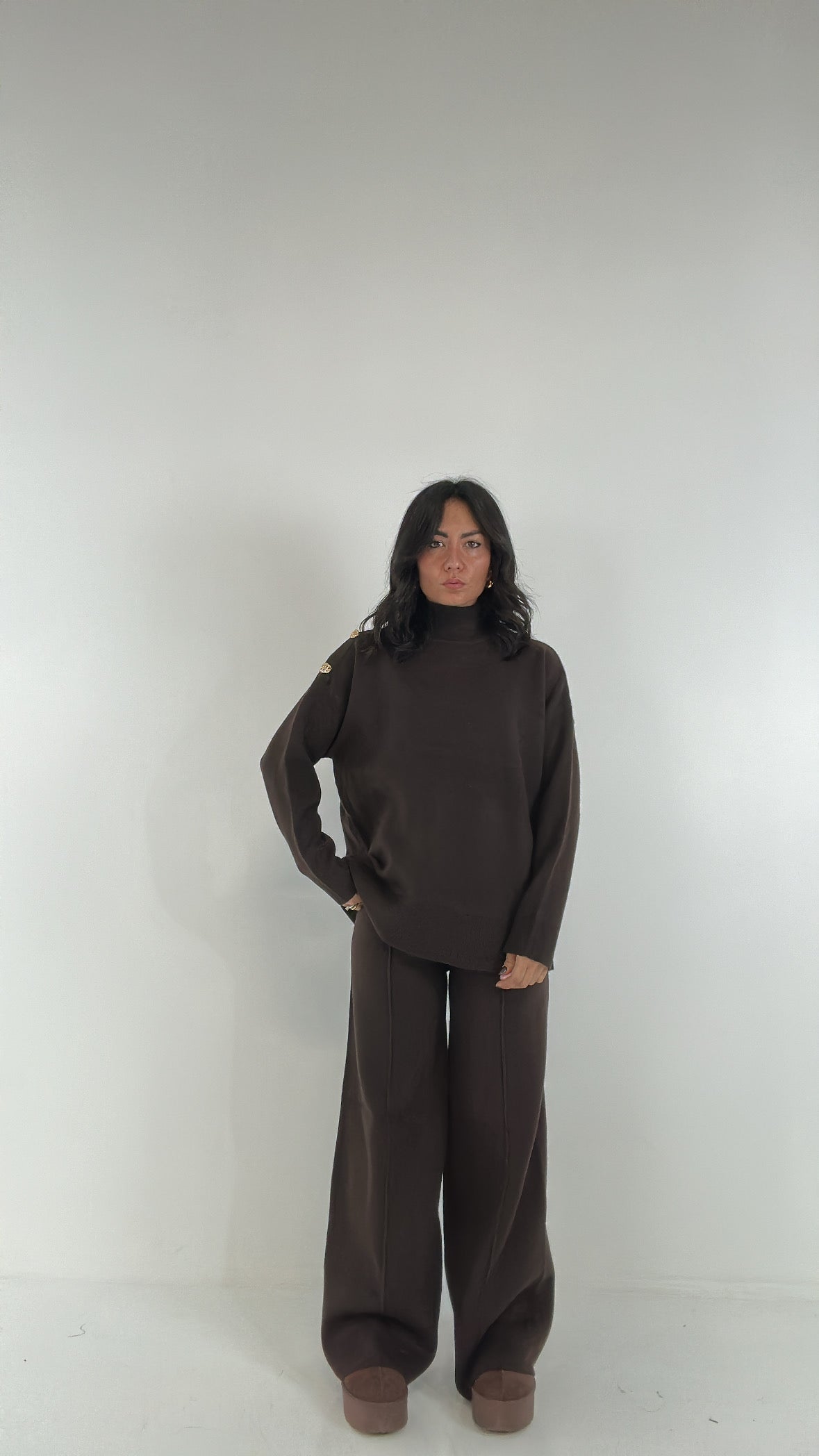 Coordinato DOLCEVITA BOTTONI ORO - MARRONE