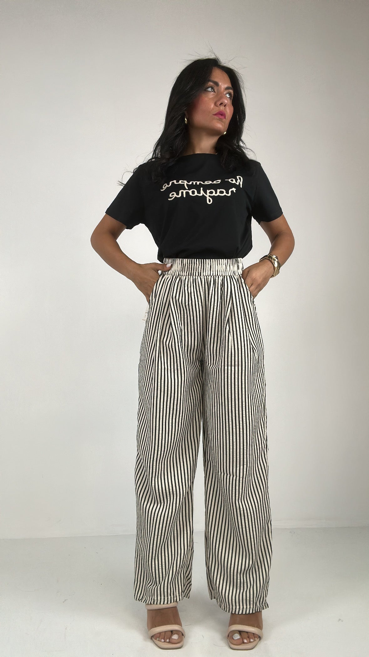 Pantalone RIGATO - NERO