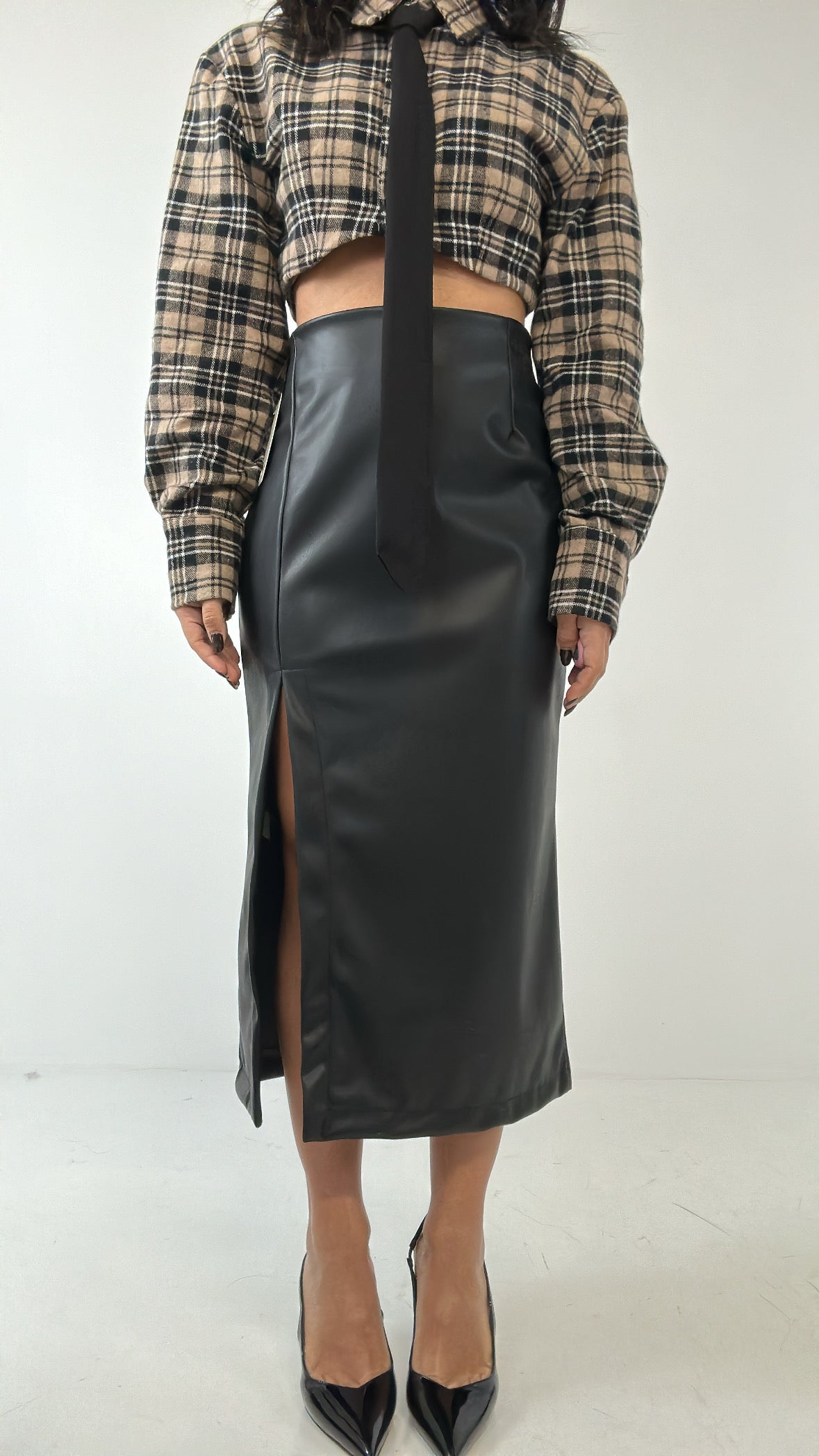 Gonna ECOPELLE SPACCO - NERO