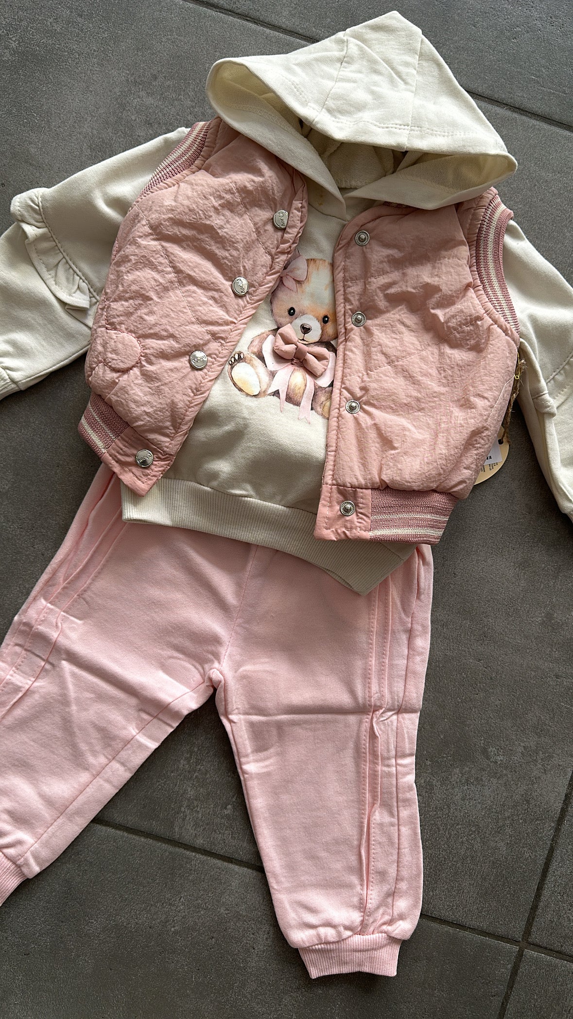 Completo TUTA CON SMANICATO 6-36M - ROSA